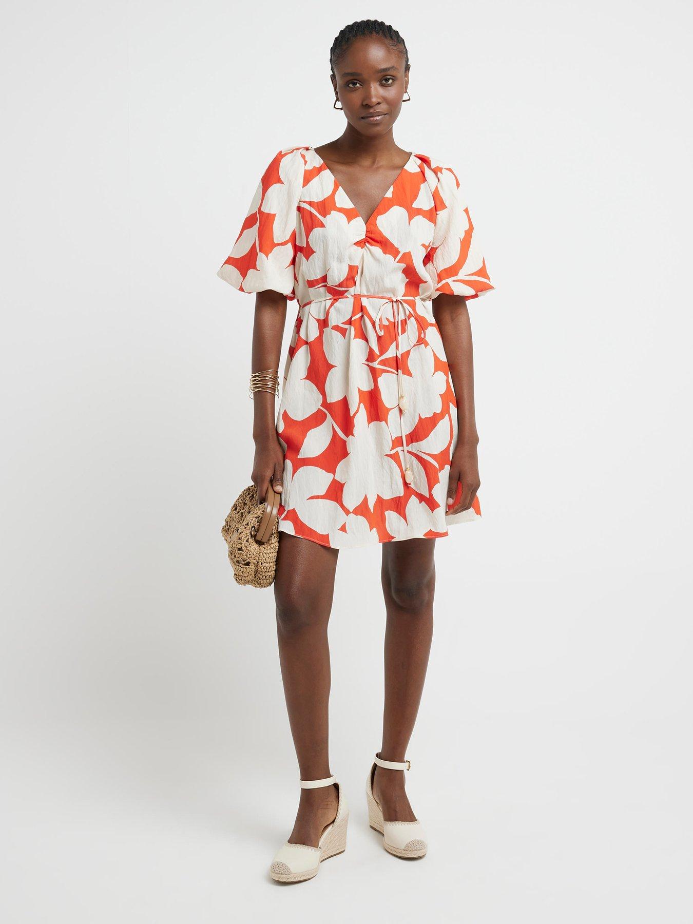 river-island-puff-sleeve-printed-mini-dress-redfront