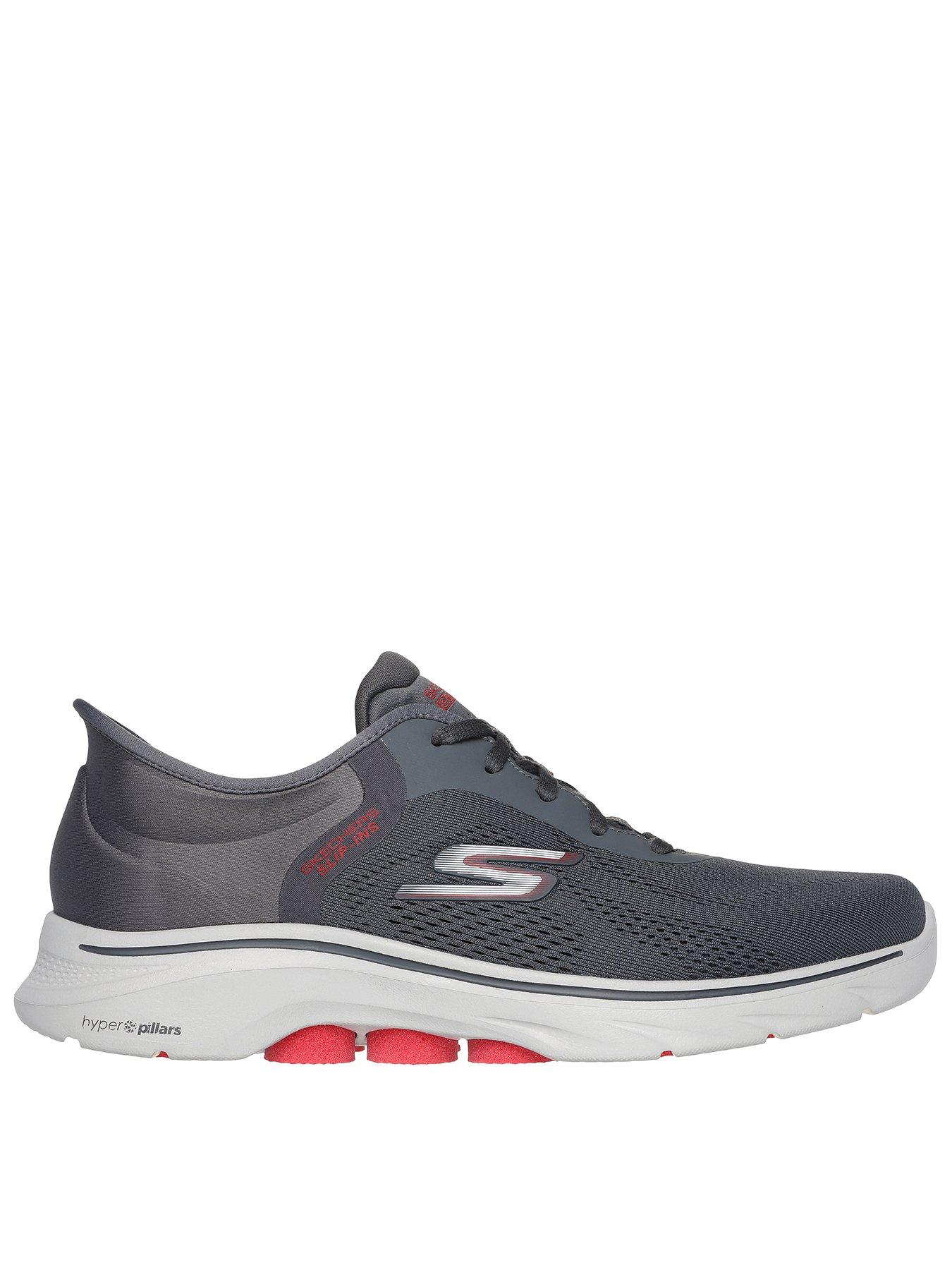 skechers-skechers-slip-ins-go-walk-7-lace-up-trainers-charcoal-and-red