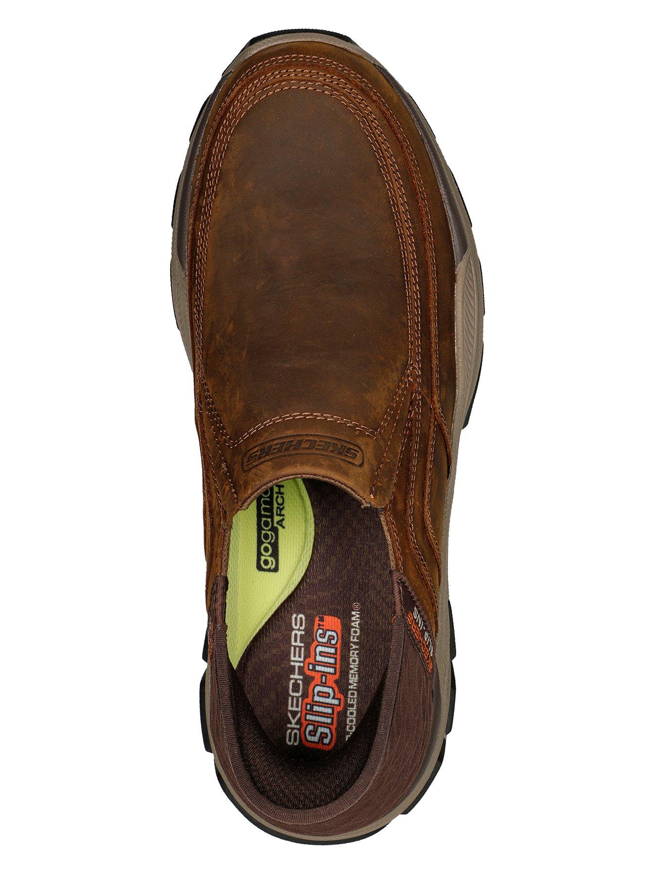 skechers-skechers-respected-slip-ins-casual-slip-on-shoes-dark-brown-leatheroutfit