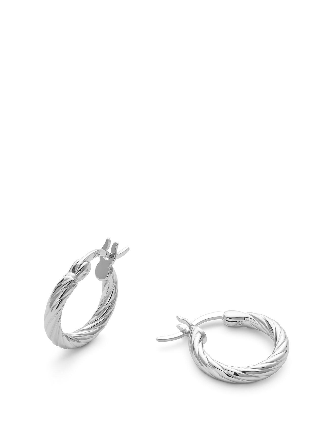 elk-bloom-small-sterling-silver-twist-huggie-hoop-earrings-silver