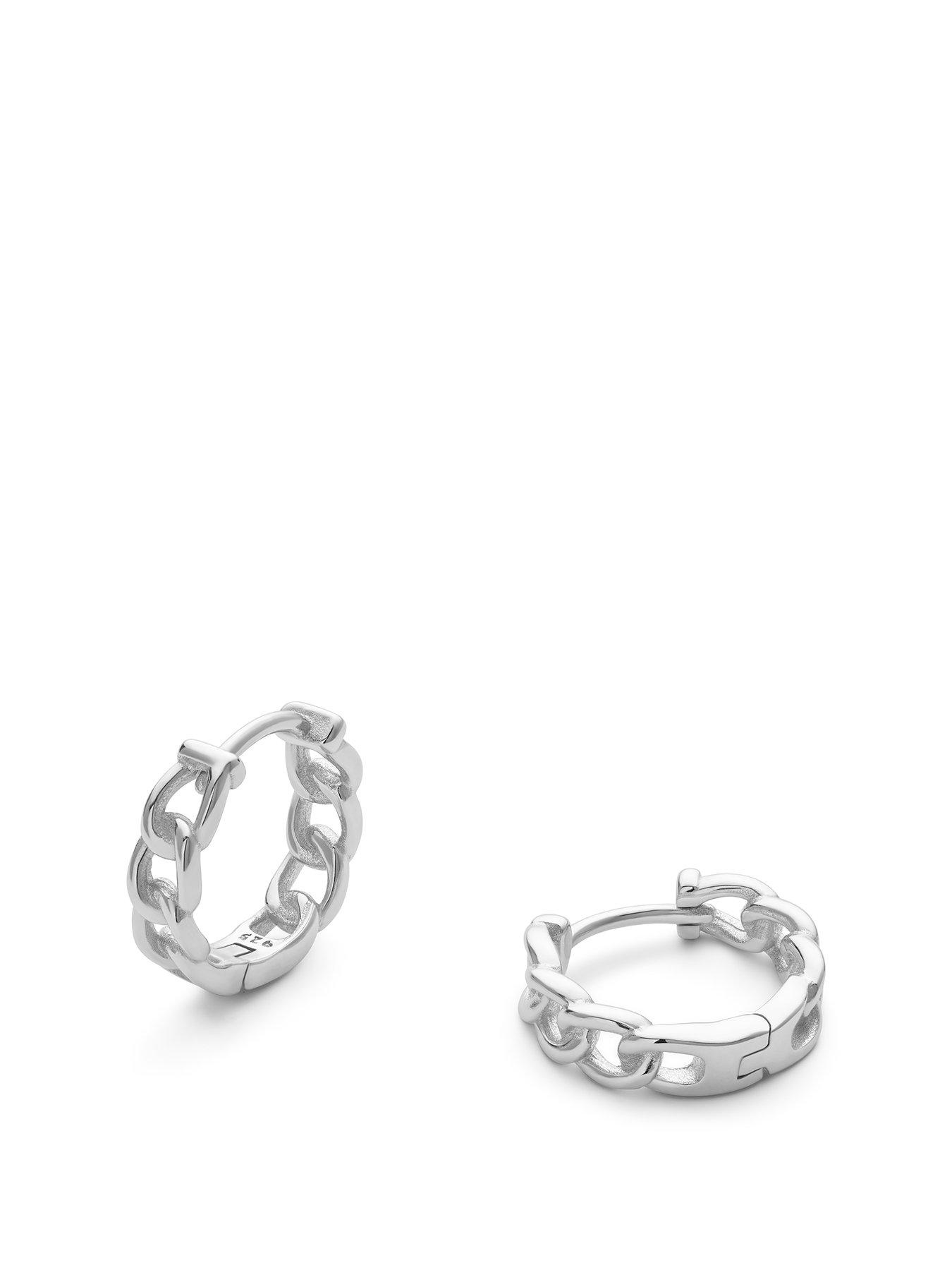 undefined Sterling Silver Chain Hoops - Silver