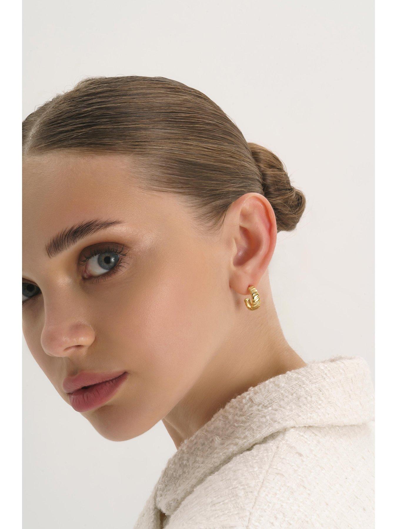 elk-bloom-chunky-14k-plated-ribbed-gold-hoop-earringsstillFront