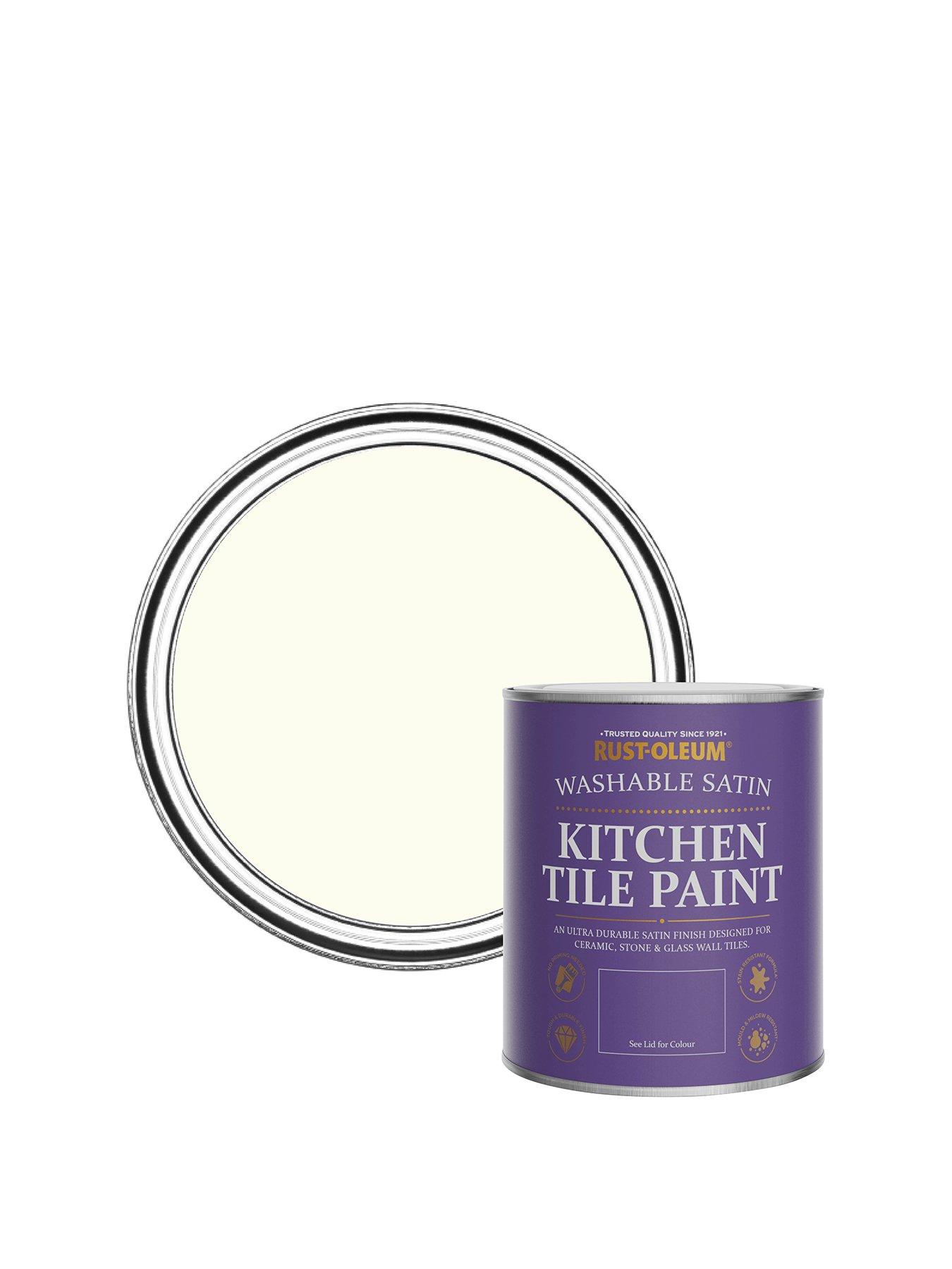 undefined Satin Finish Kitchen Tile Paint in Antique White – 750 ml Tin
