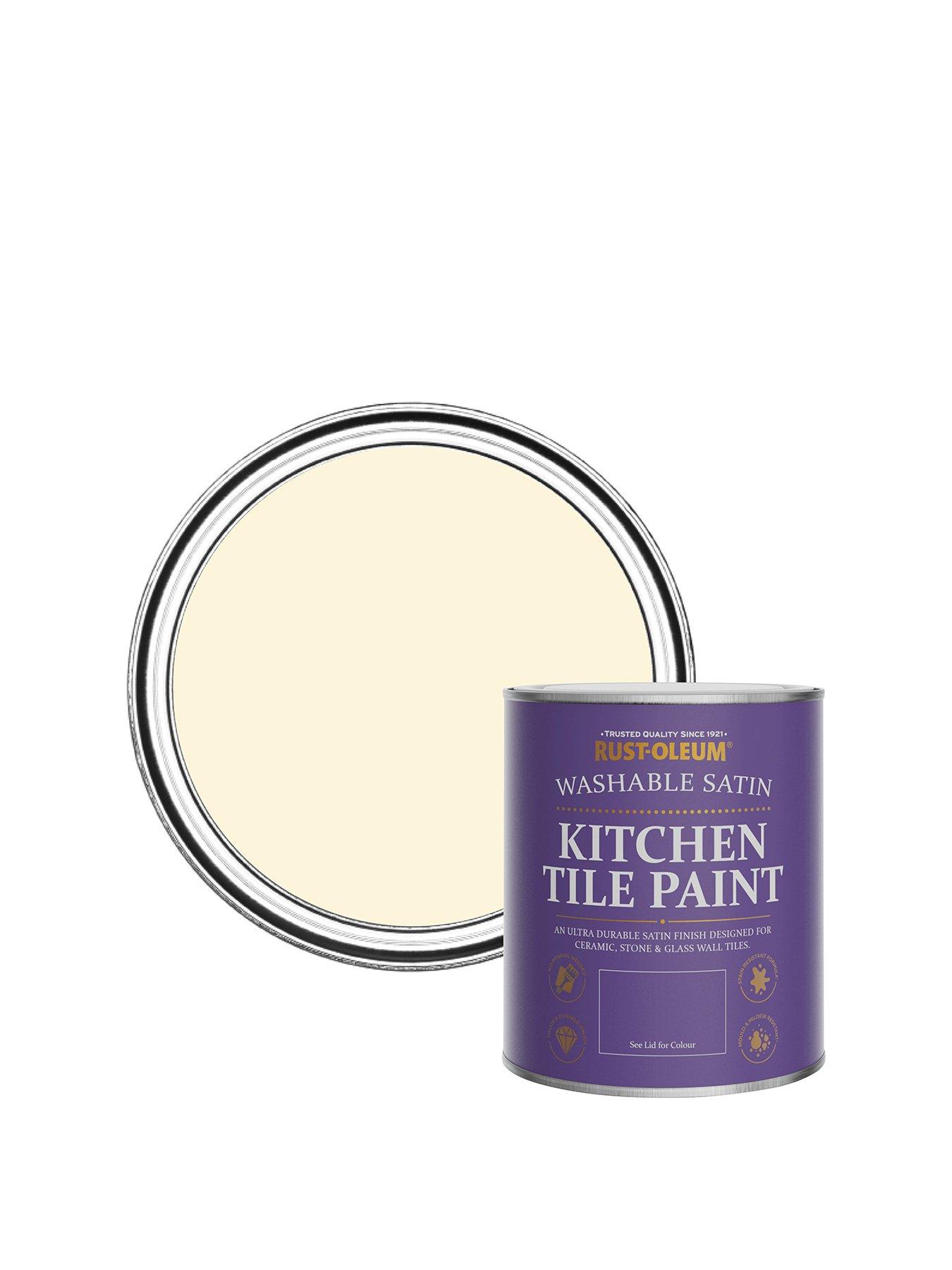 Rust-Oleum Satin Finish Kitchen Tile Paint in Clotted Cream – 750 ml Tin