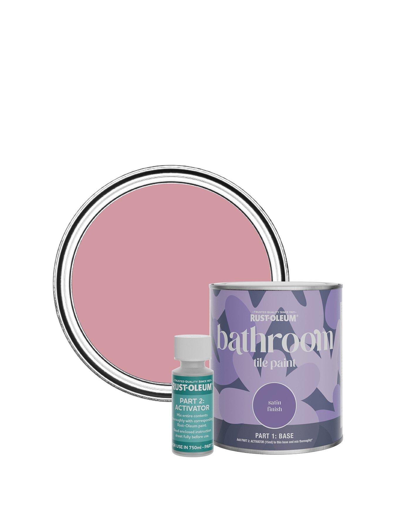 Rust-Oleum Satin Finish Bathroom Tile Paint with Activator in Dusky Pink - 750 ml tin