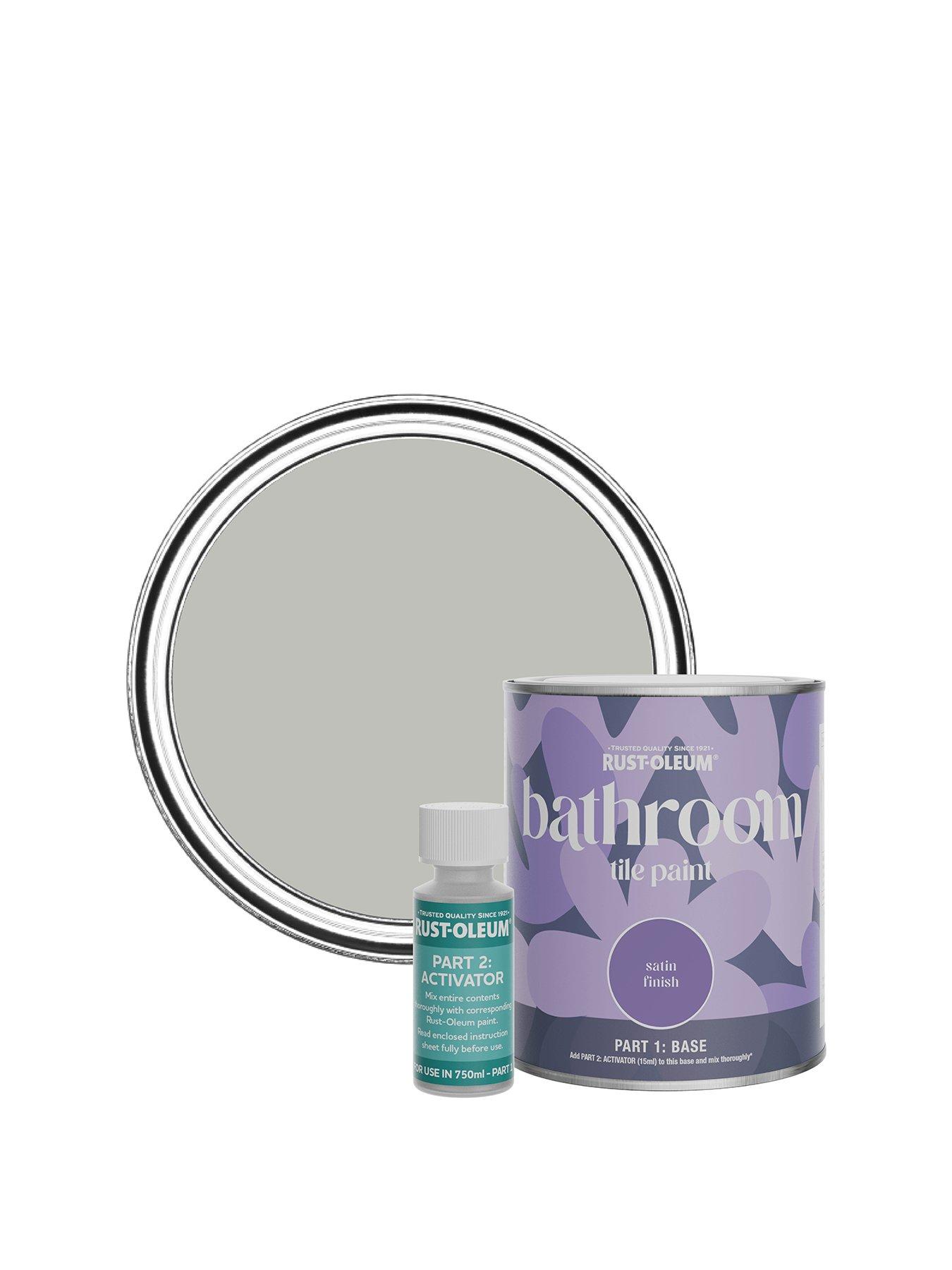 Rust-Oleum Satin Finish Bathroom Tile Paint with Activator in Flint - 750 ml tin