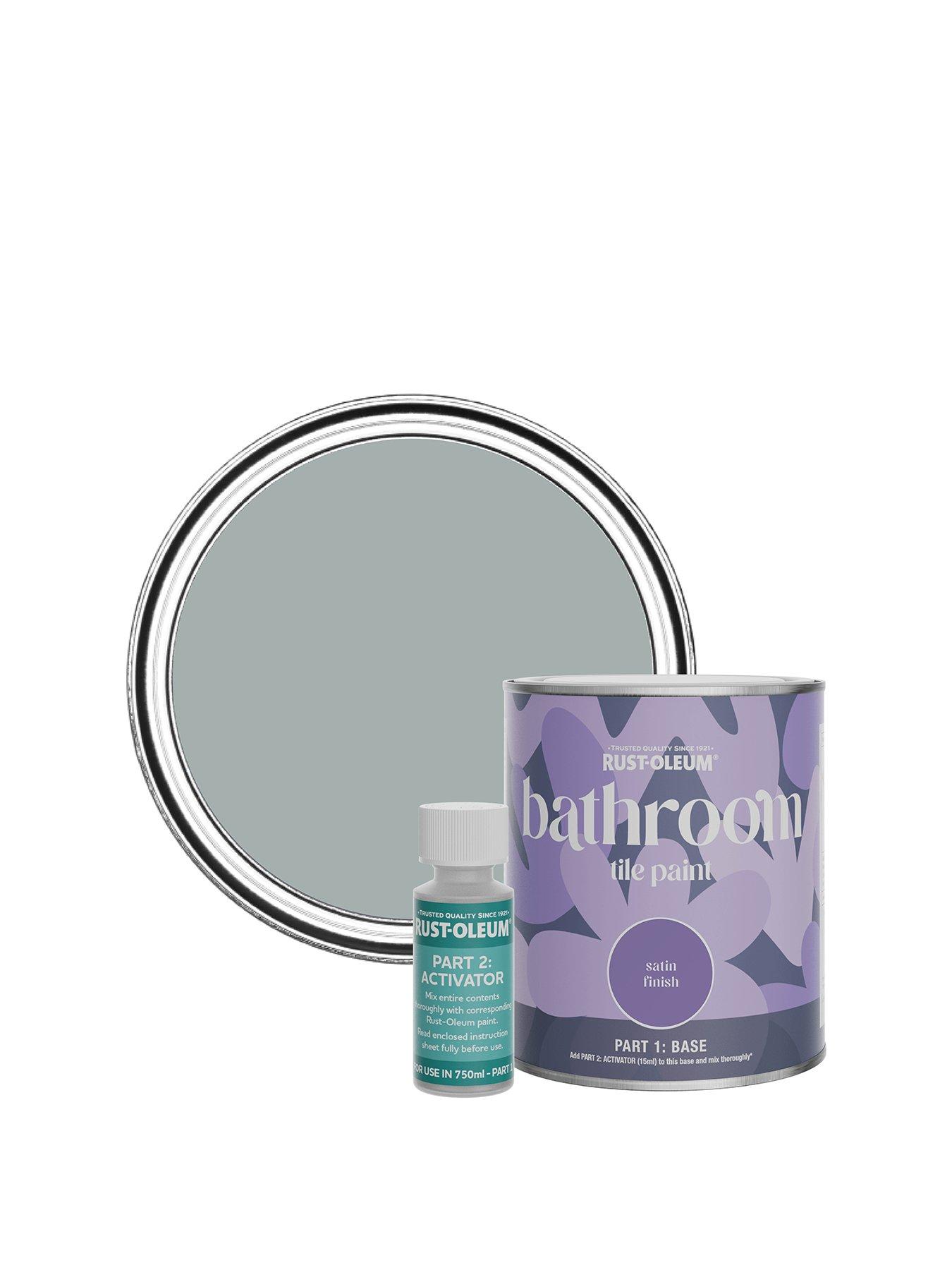 Rust-Oleum Satin Finish Bathroom Tile Paint with Activator in Mineral Grey - 750 ml tin