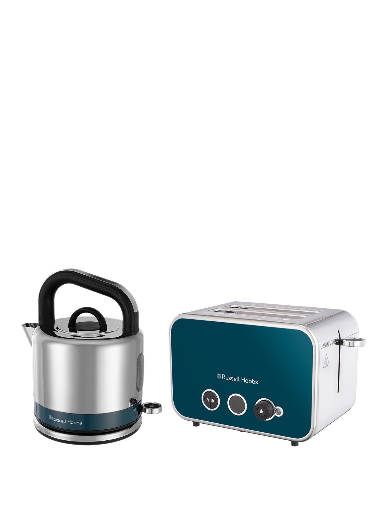 Image 1 of 7 of Russell Hobbs Distinctions Kettle and 2-Slice Toaster Bundle - Ocean Blue