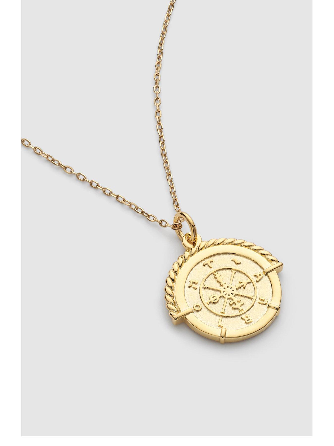 Image 1 of 7 of Elk & Bloom Chunky Rope Framed Gold Wheel of Fortune Necklace - Gold
