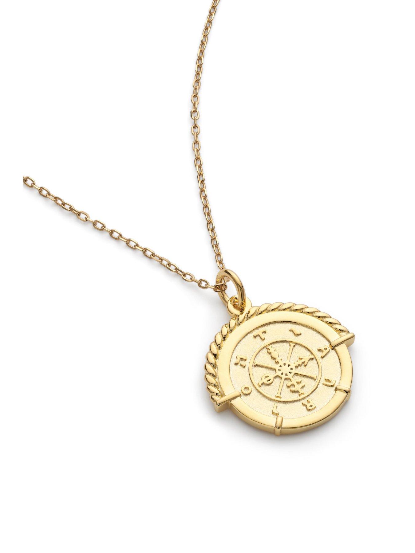 Image 5 of 7 of Elk & Bloom Chunky Rope Framed Gold Wheel of Fortune Necklace - Gold