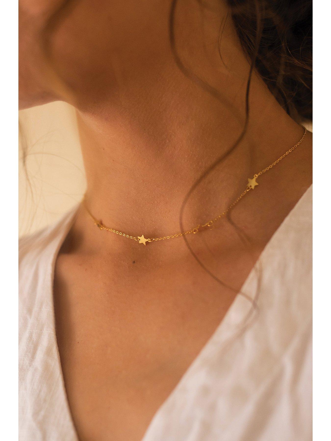 elk-bloom-dainty-sterling-silver-star-choker-silverstillFront