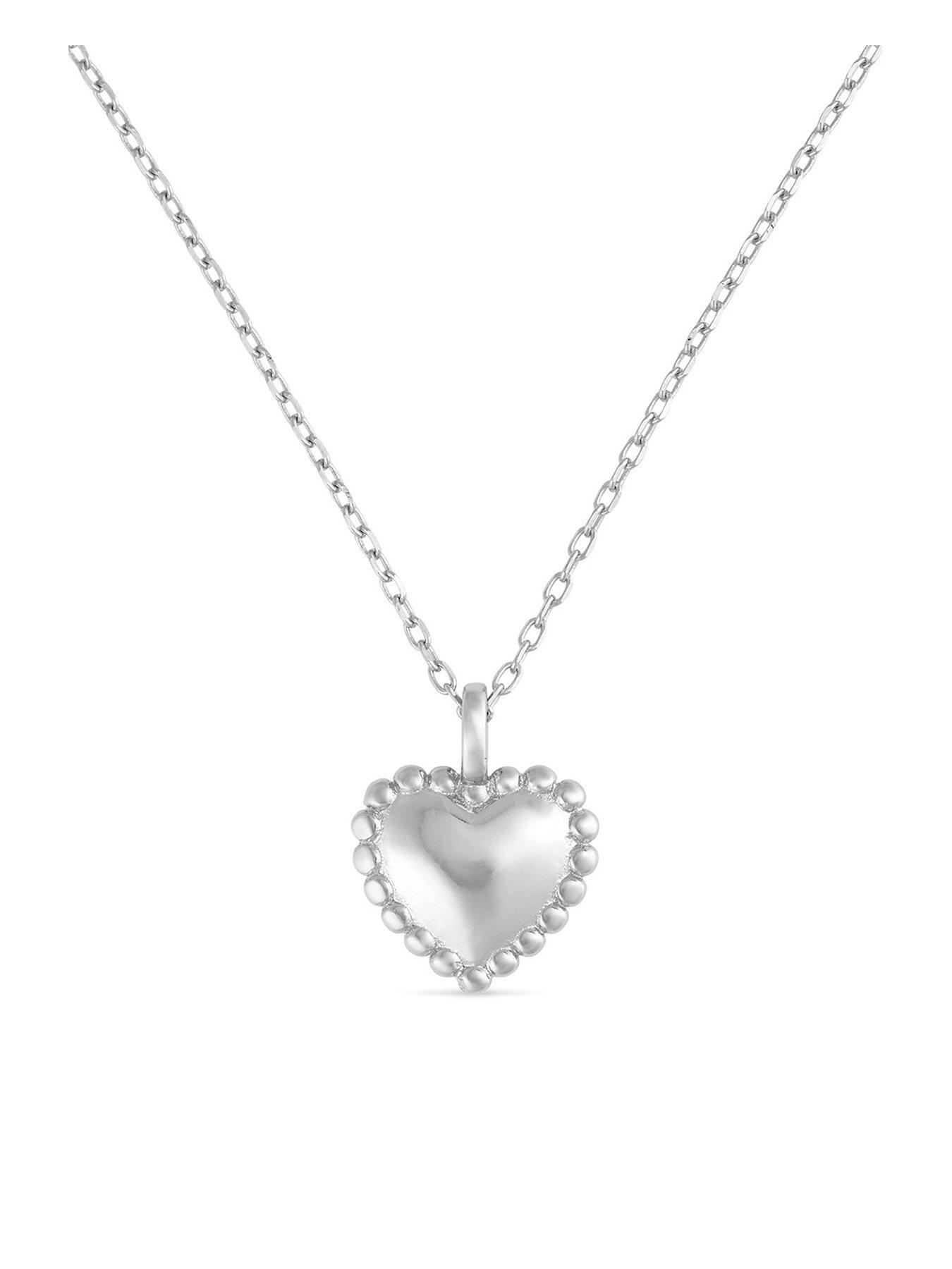 undefined Dainty Sterling Silver Heart Love Necklace - Silver