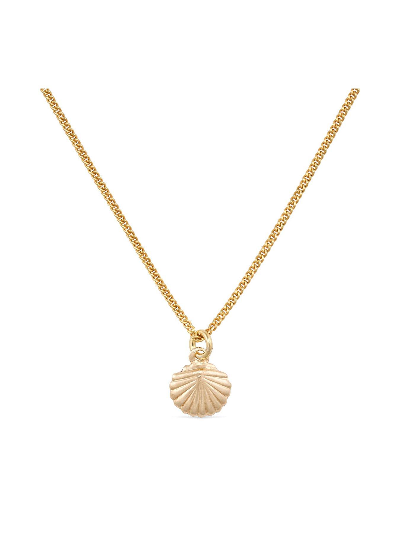 Image 1 of 7 of Elk & Bloom Dainty 18K Gold Plated Shell Clam Necklace