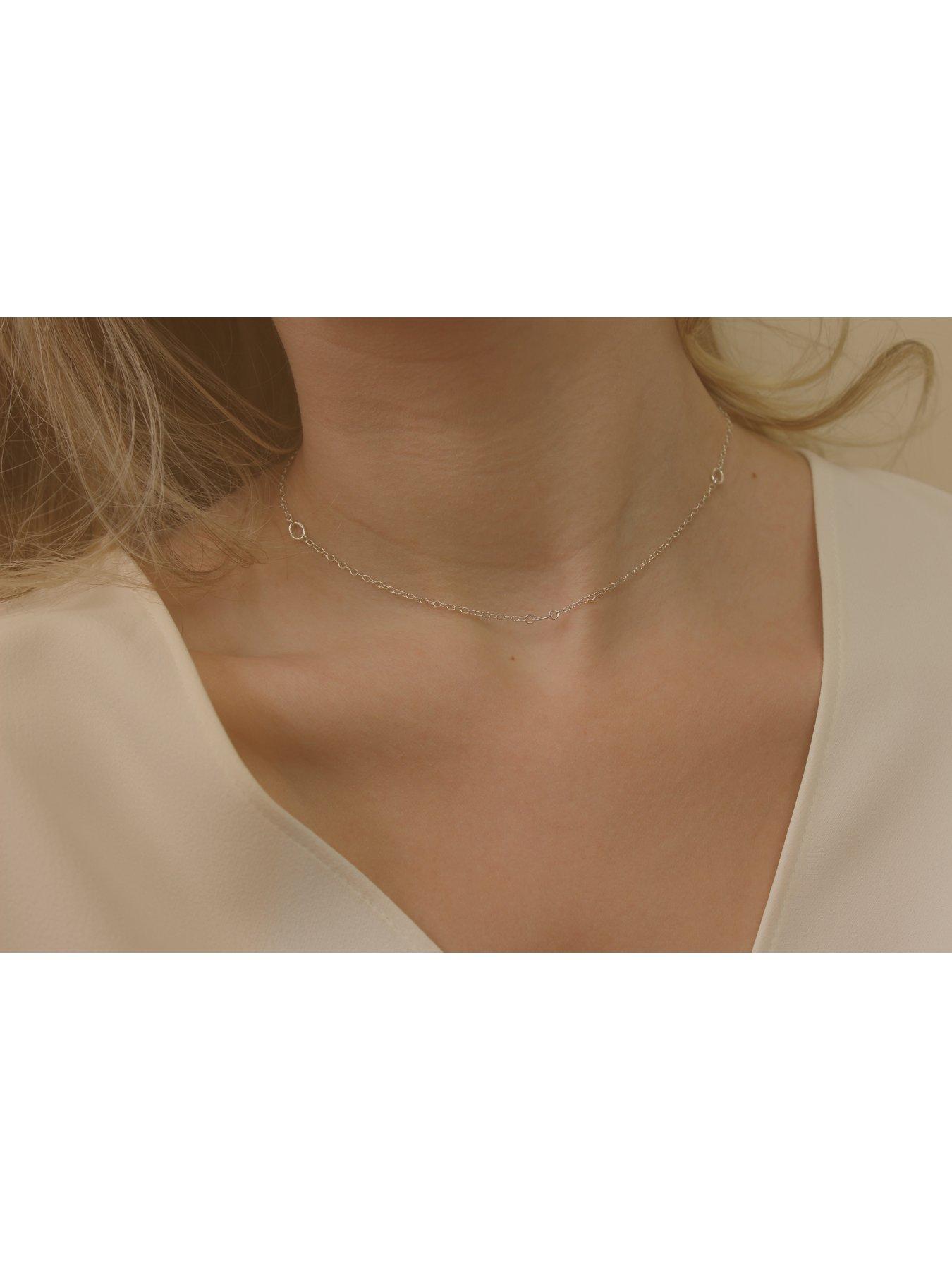 elk-bloom-simple-silver-choker-chain-necklace-silverstillFront