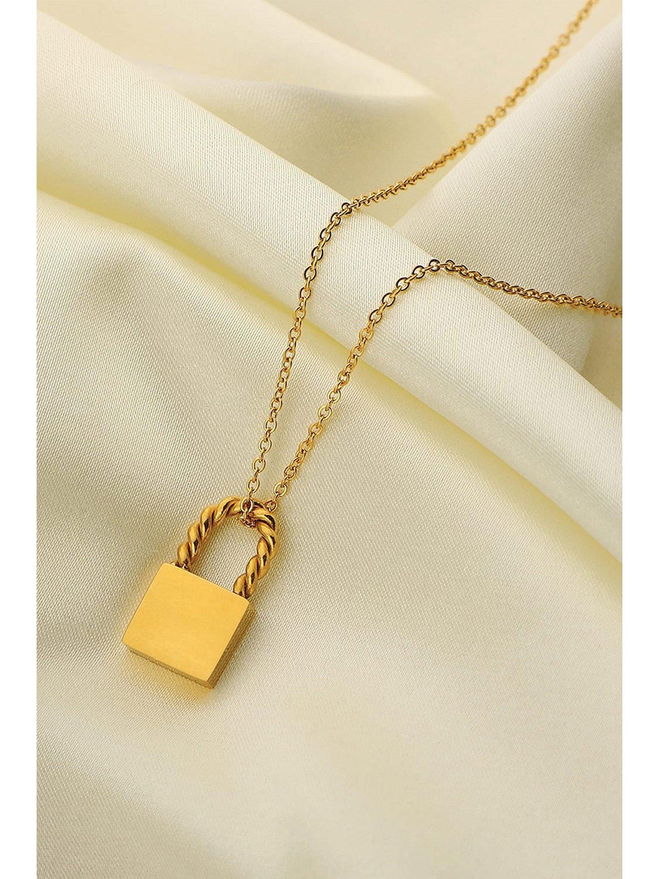 elk-bloom-dainty-14k-gold-plated-lock-necklacestillFront