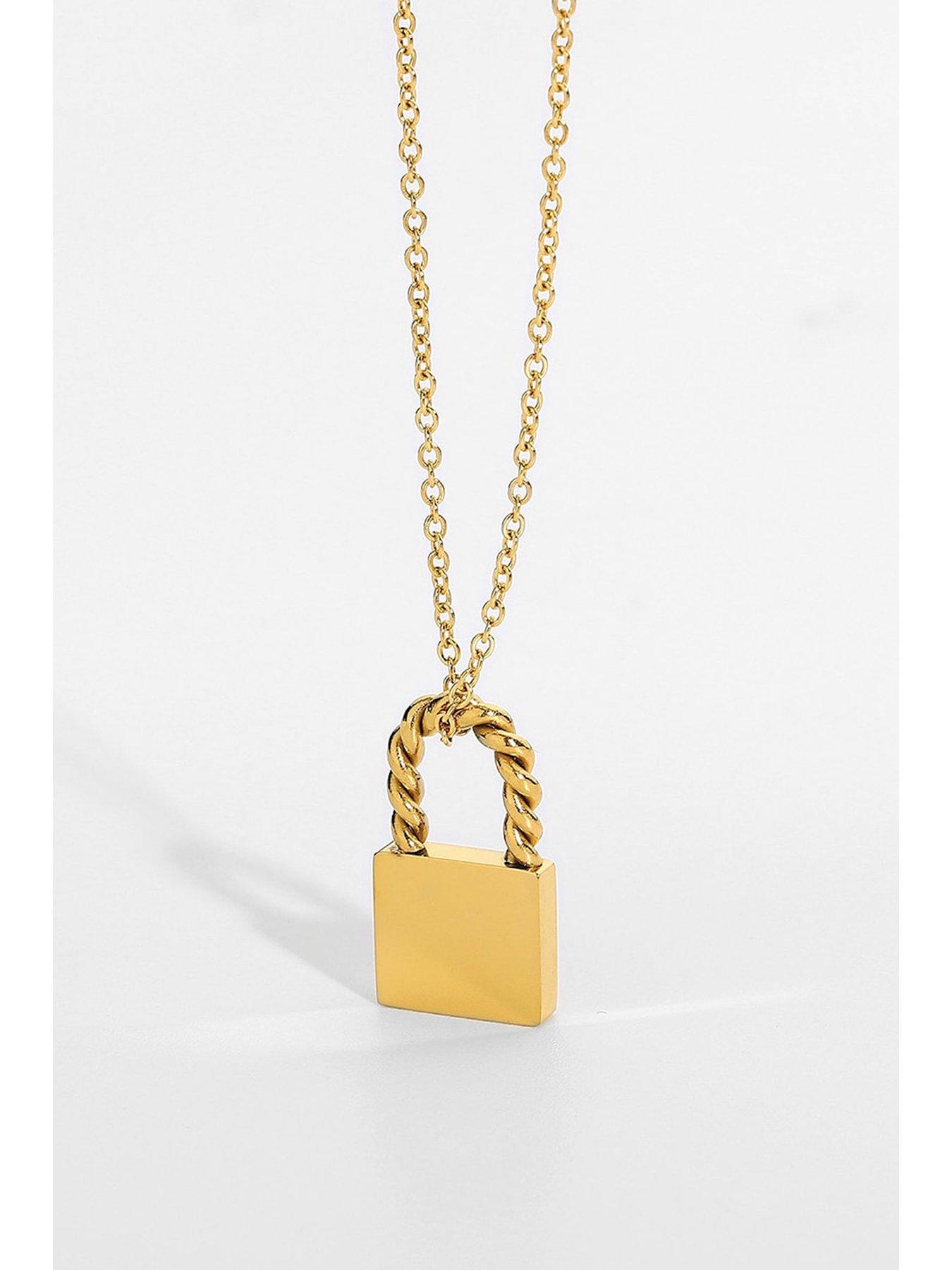 elk-bloom-dainty-14k-gold-plated-lock-necklaceback