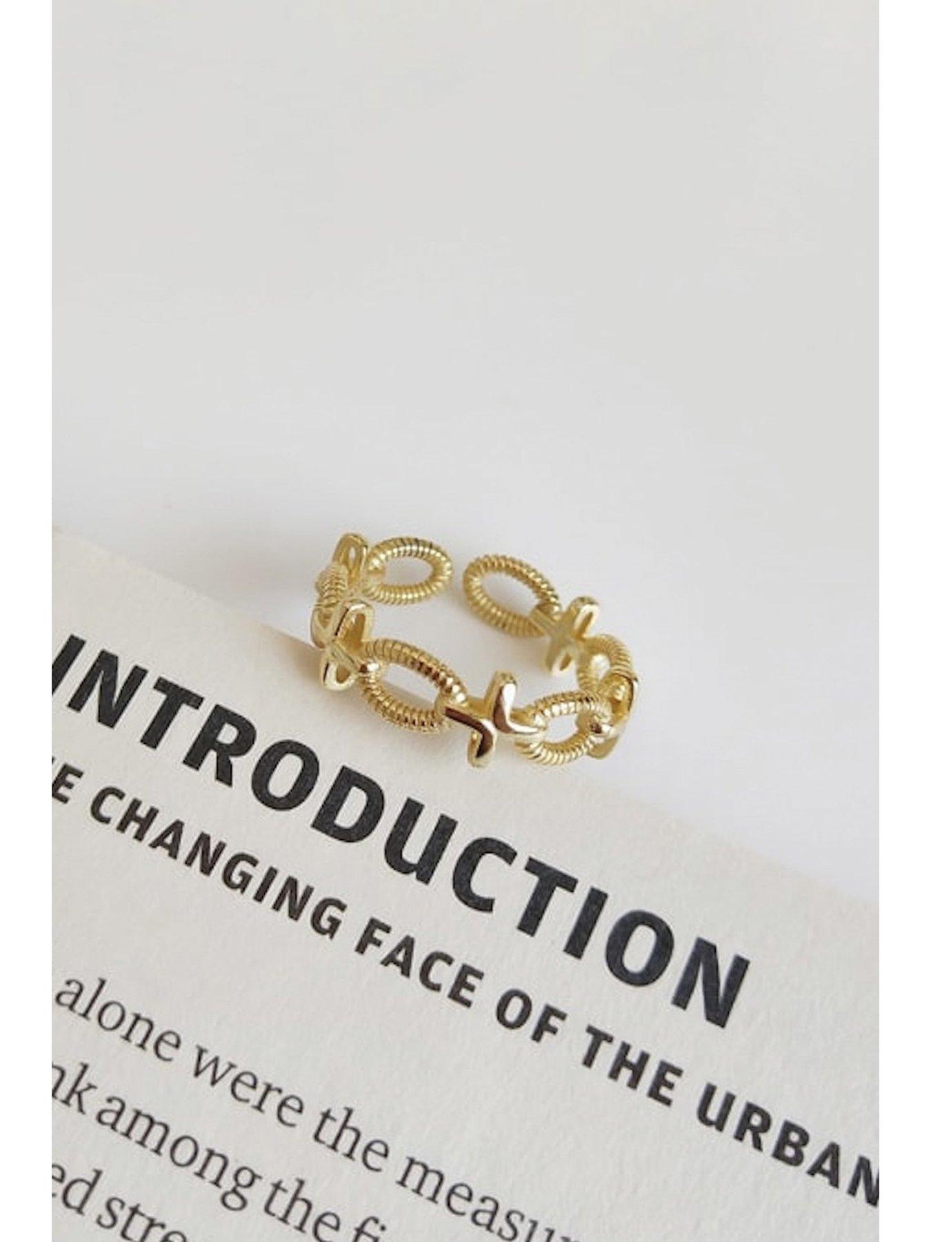 elk-bloom-14k-gold-plated-chain-link-stacking-ringdetail