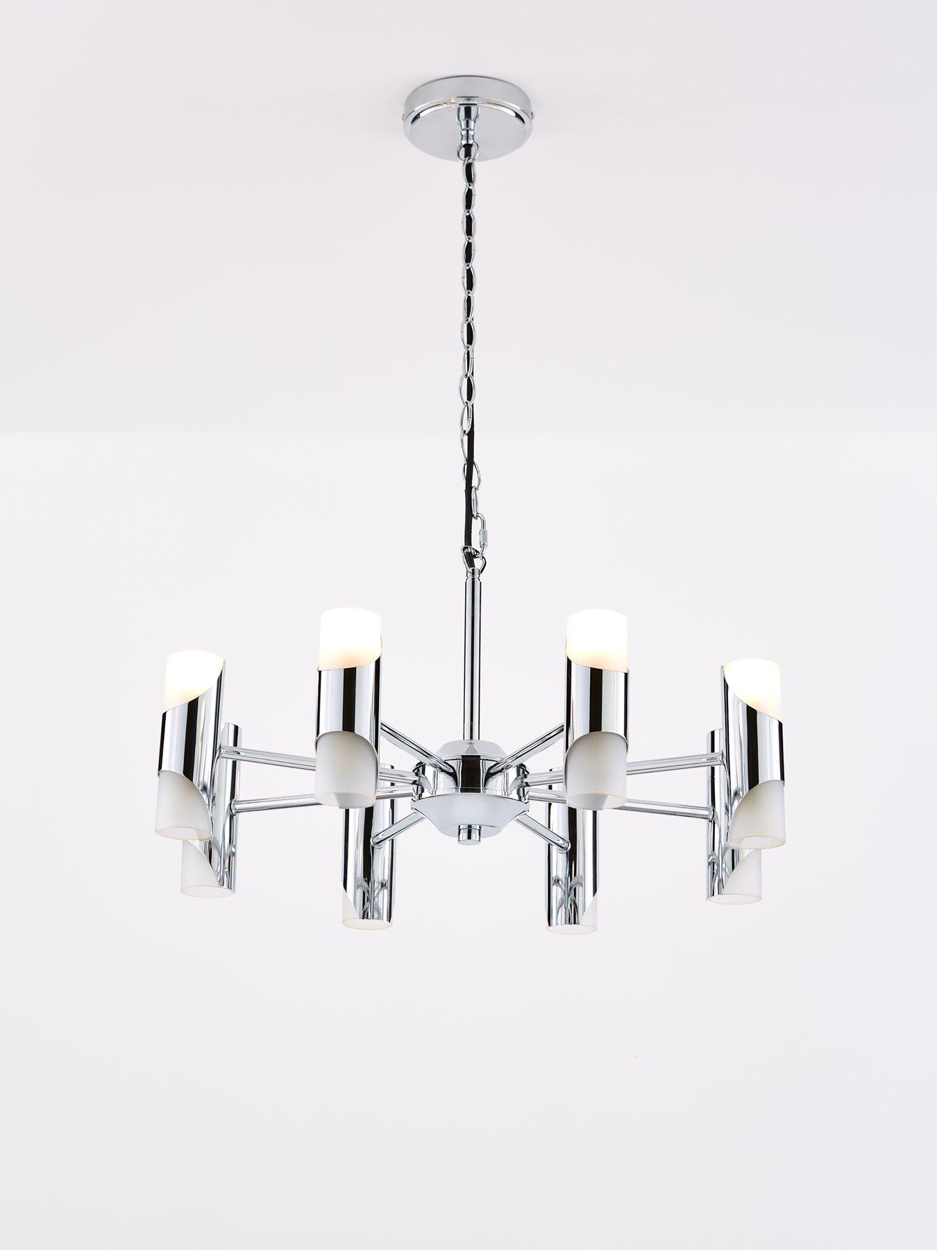 undefined Statement 8-Arm Retro Glass Chrome Ceiling Light