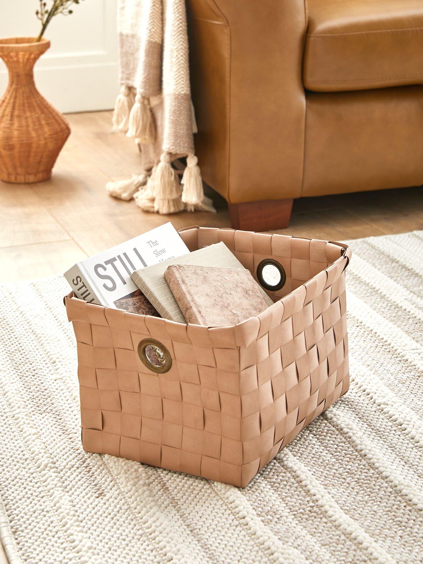 undefined Faux Leather Woven Storage 34x27x22.5cm