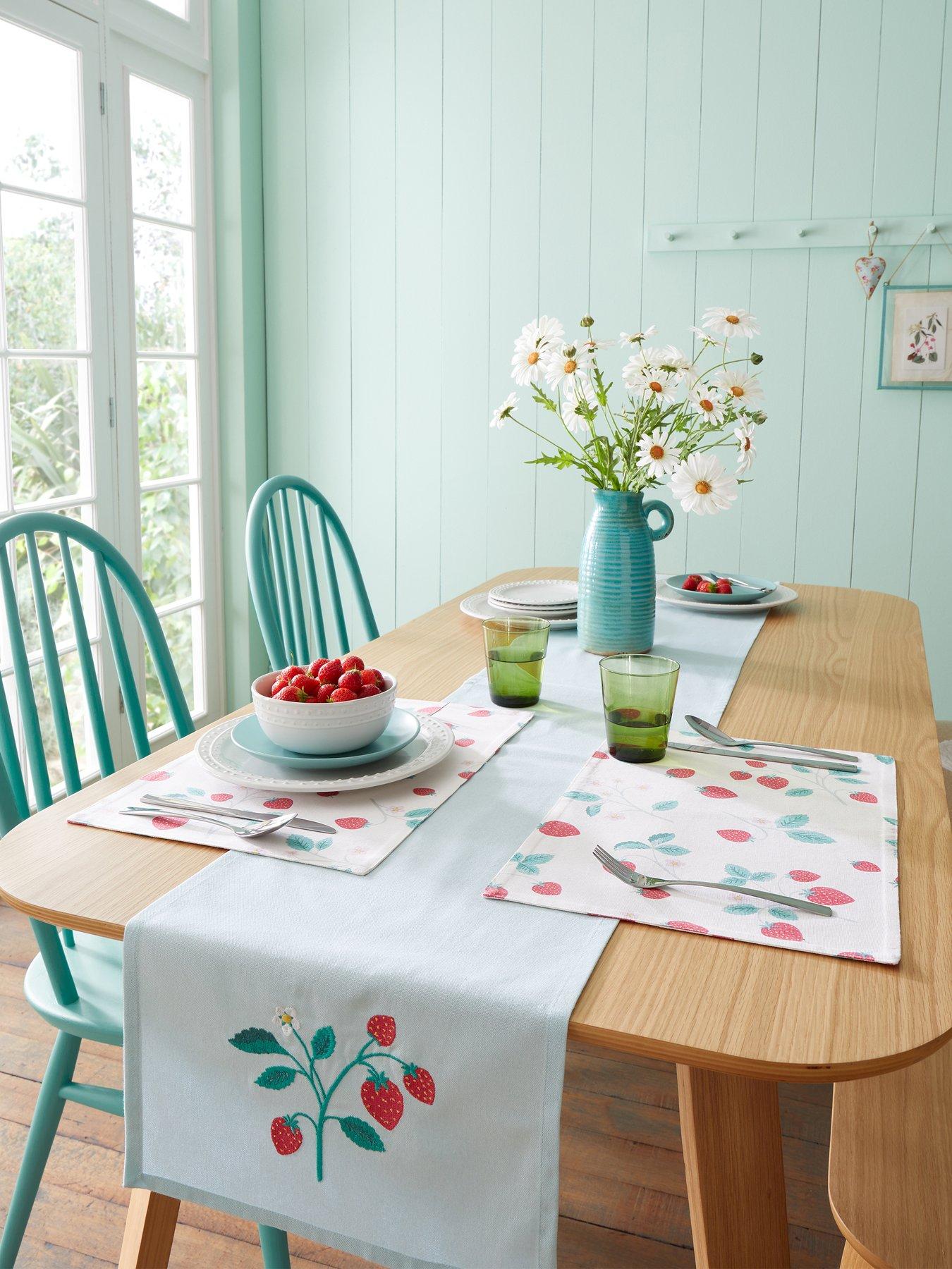 undefined Strawberry Garden Cotton Table Runner