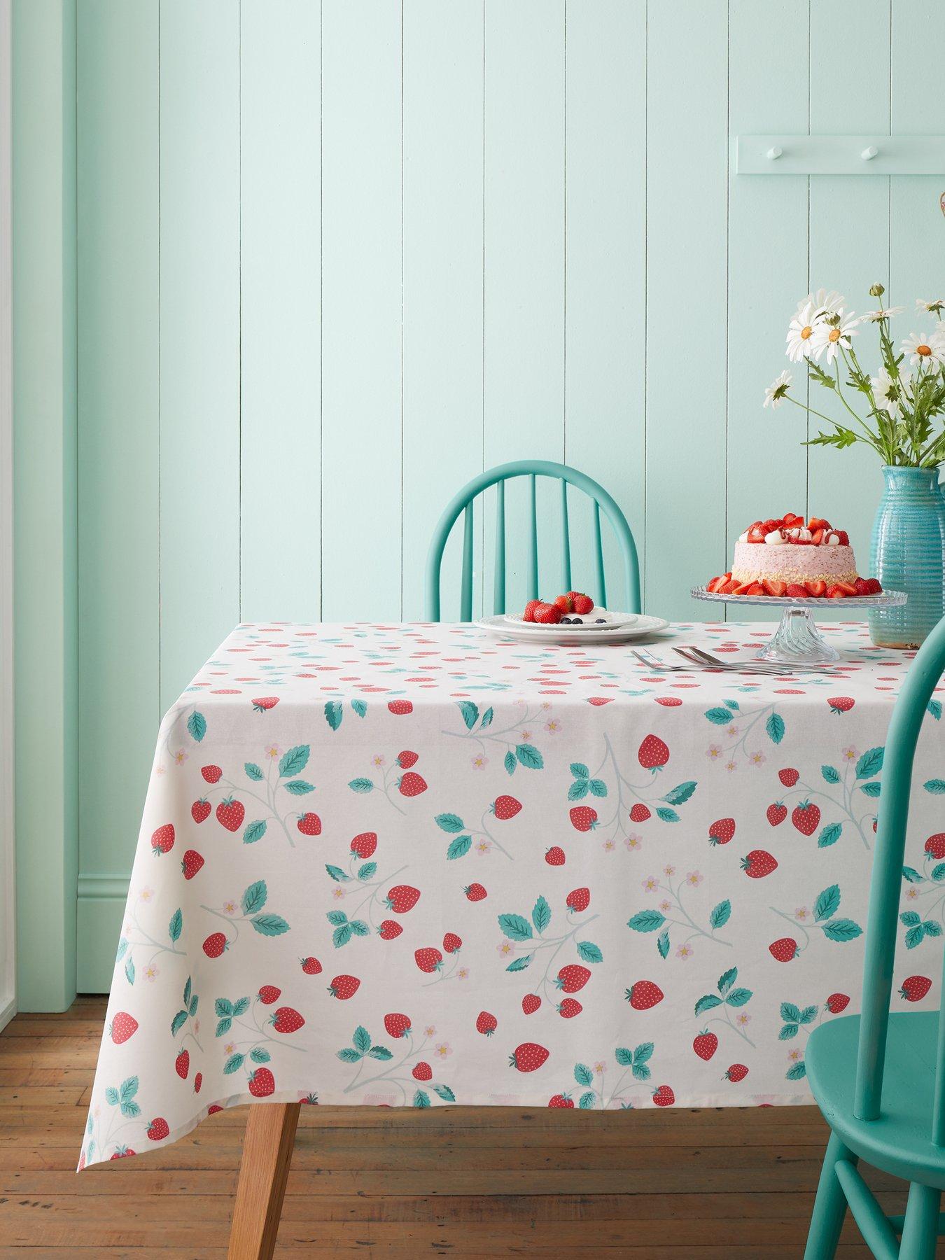 undefined Strawberry Garden Cotton Tablecloth