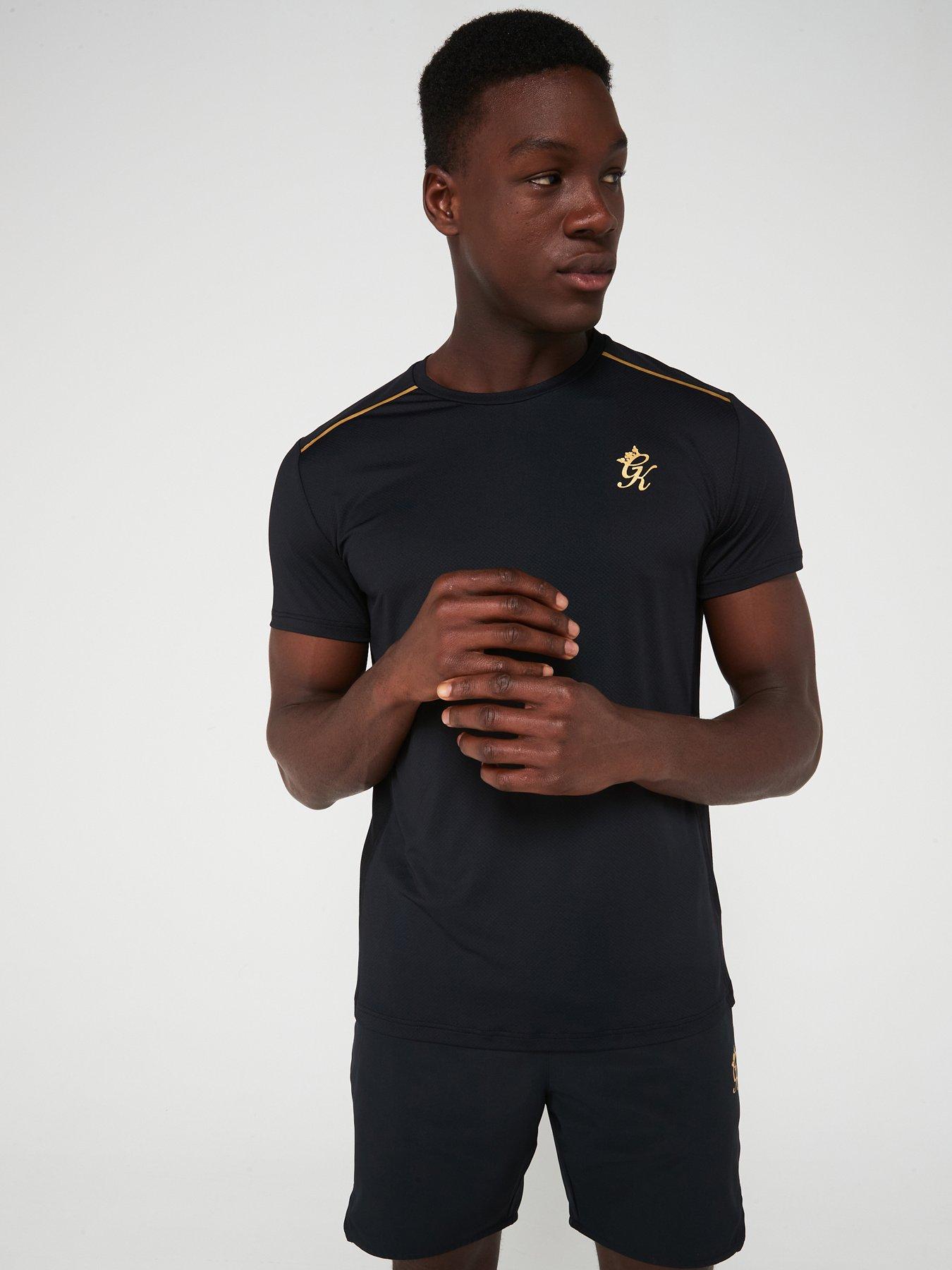 Gym King Mens Flex Tee Black gold Very Ireland