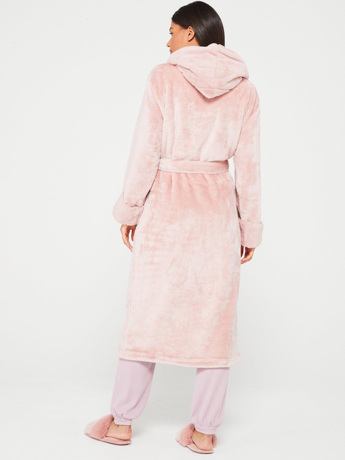 v-by-very-plush-hooded-dressing-gown-pinkstillFront