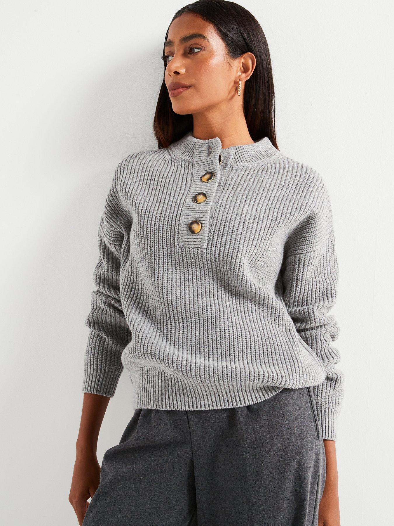 v-by-very-button-front-ribbed-jumper-greydetail