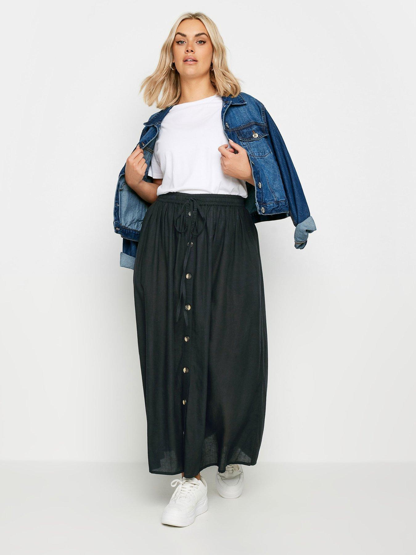 yours-curve-boho-button-skirt-linen-blackback