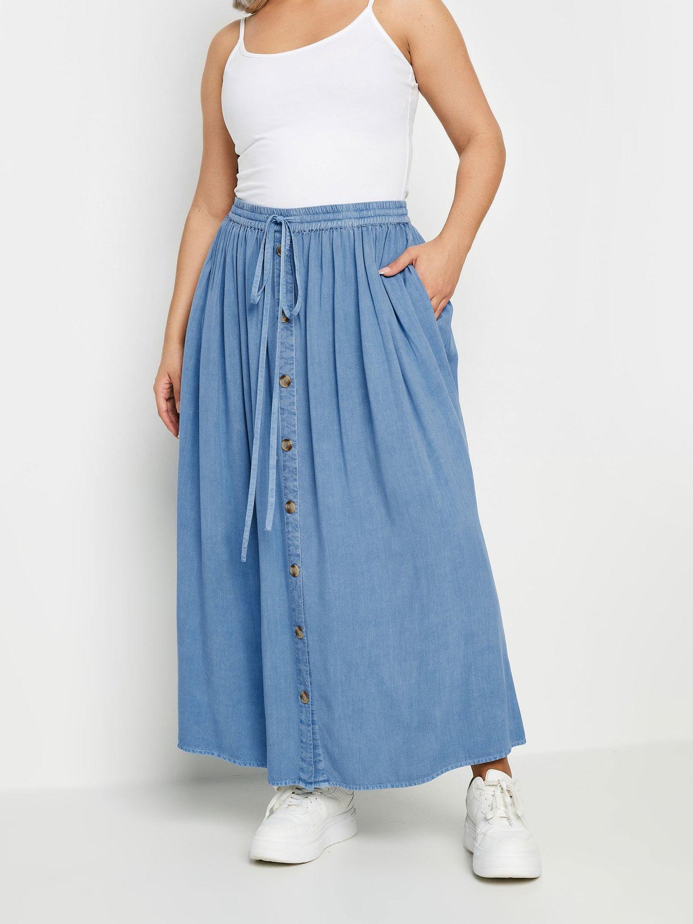 yours-curve-boho-button-skirt-chambray-blue