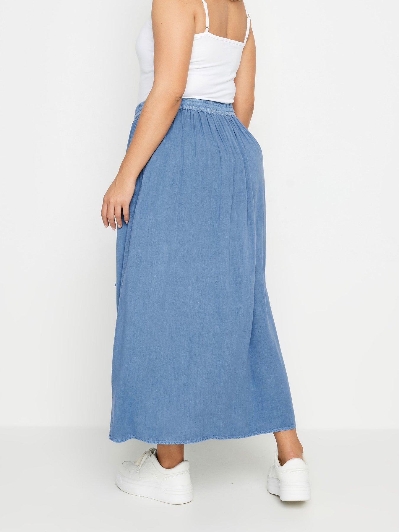 yours-curve-boho-button-skirt-chambray-bluestillFront