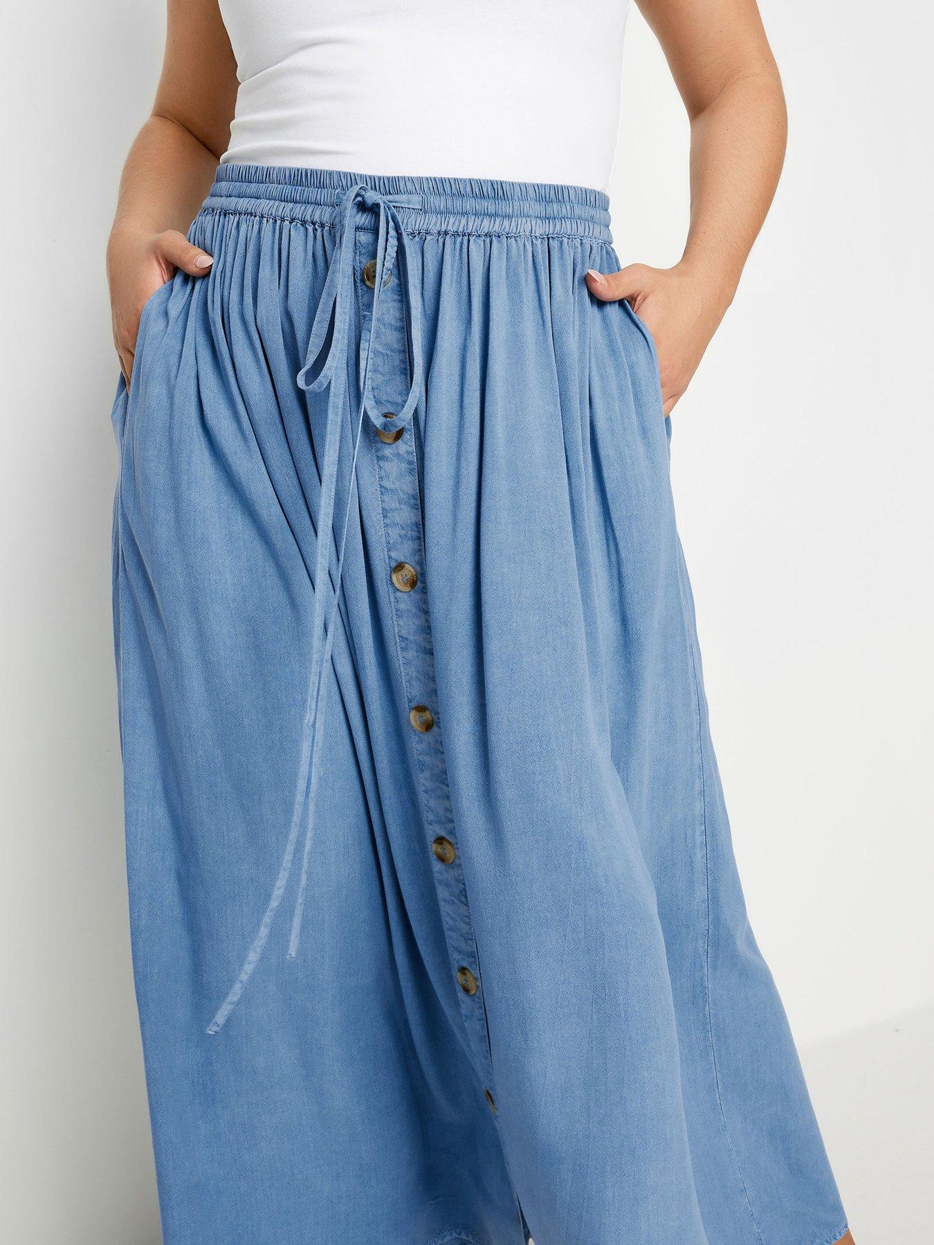 yours-curve-boho-button-skirt-chambray-blueoutfit