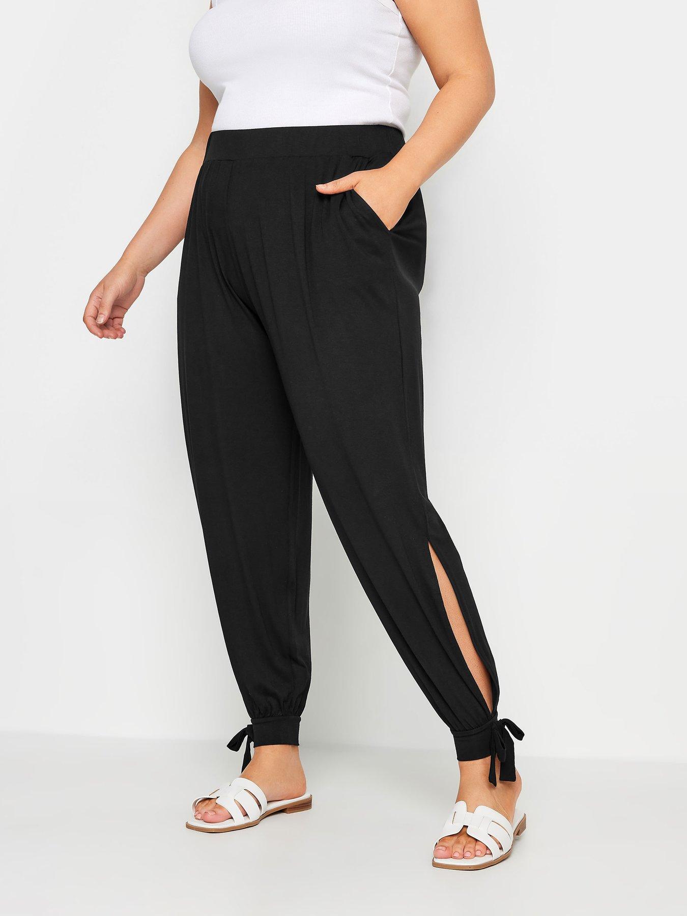 yours-curve-tie-hem-harem-trousers-black