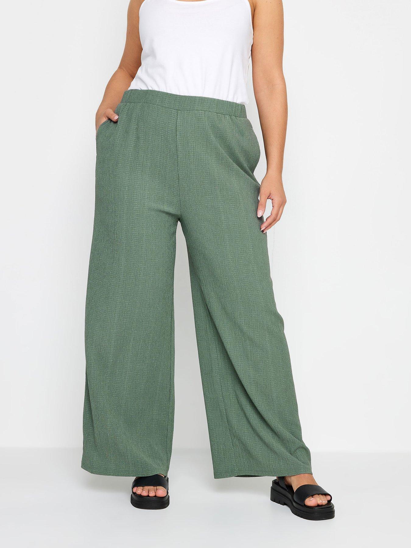 yours-curve-textured-pull-on-trousers-khaki