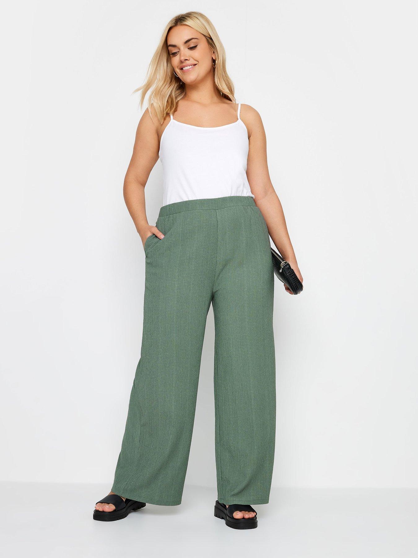 yours-curve-textured-pull-on-trousers-khakiback