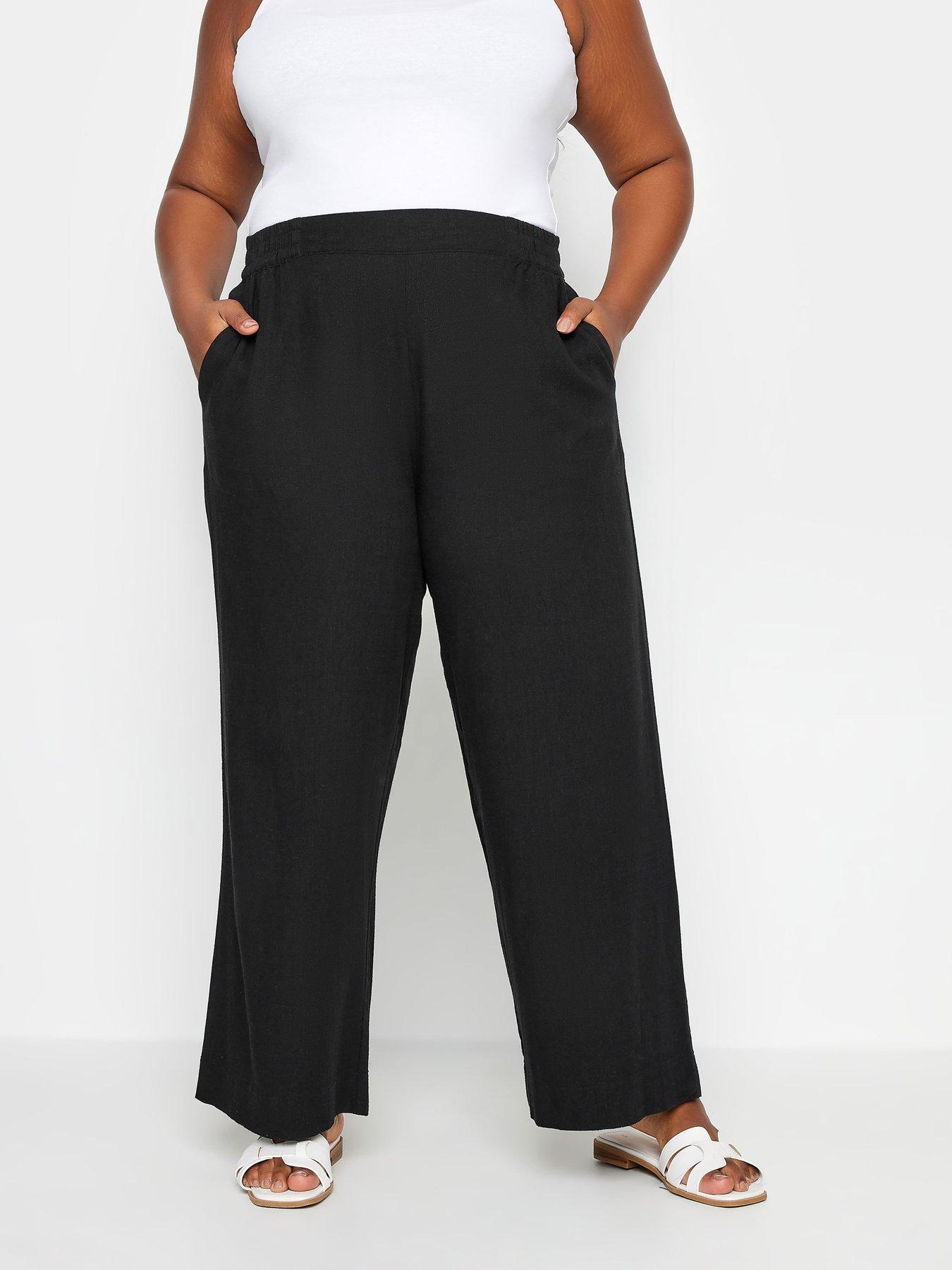 yours-curve-wide-leg-pull-on-linen-trousers-black-28