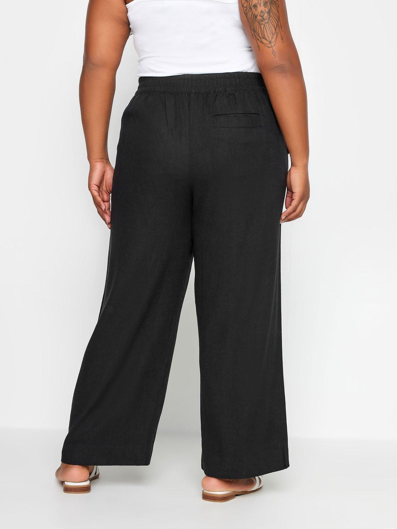 yours-curve-wide-leg-pull-on-linen-trousers-black-28stillFront