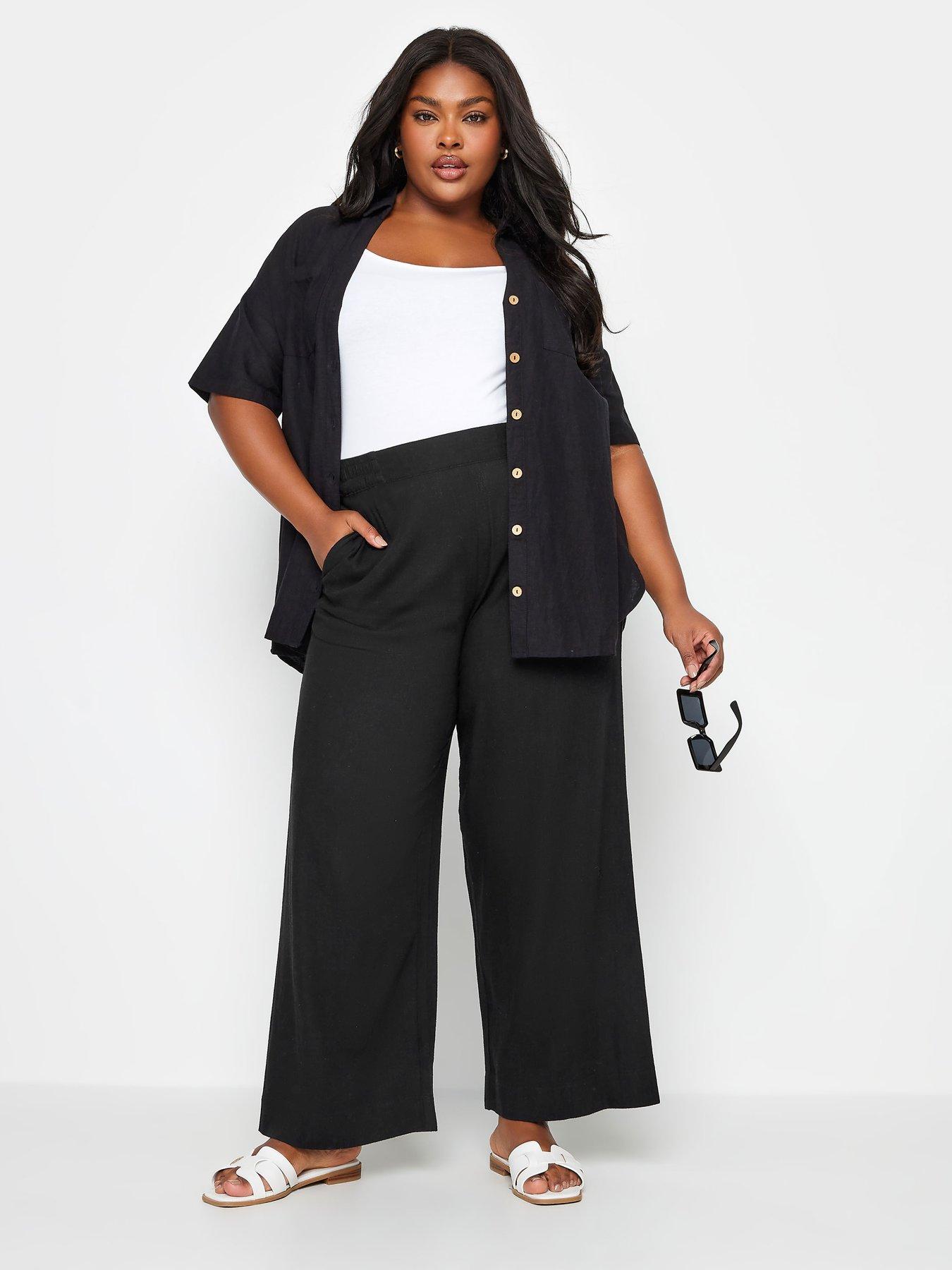 yours-curve-wide-leg-pull-on-linen-trousers-black-28back