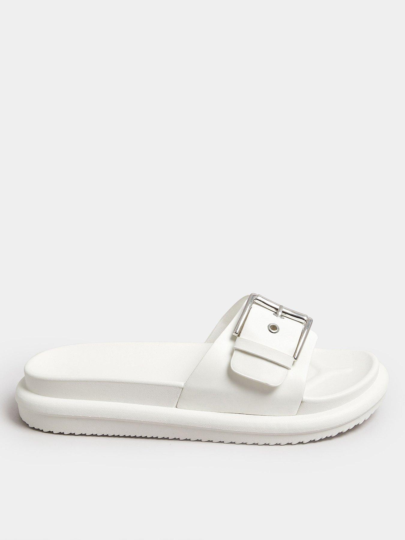 yours-extra-wide-fit-colour-drench-buckle-mules-white