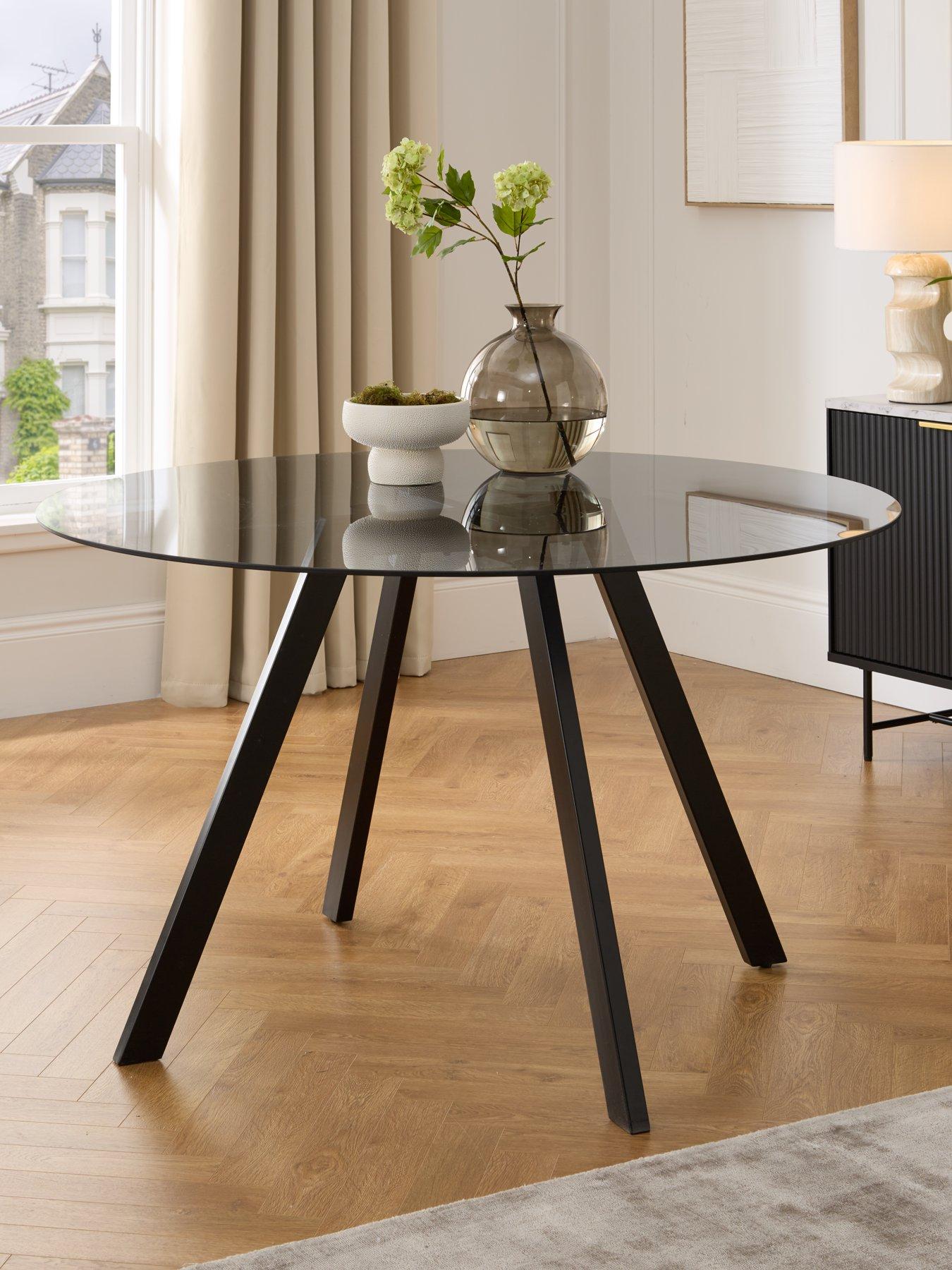 The Very Collection Marlow 130 cm Round Smoked Glass Dining Table