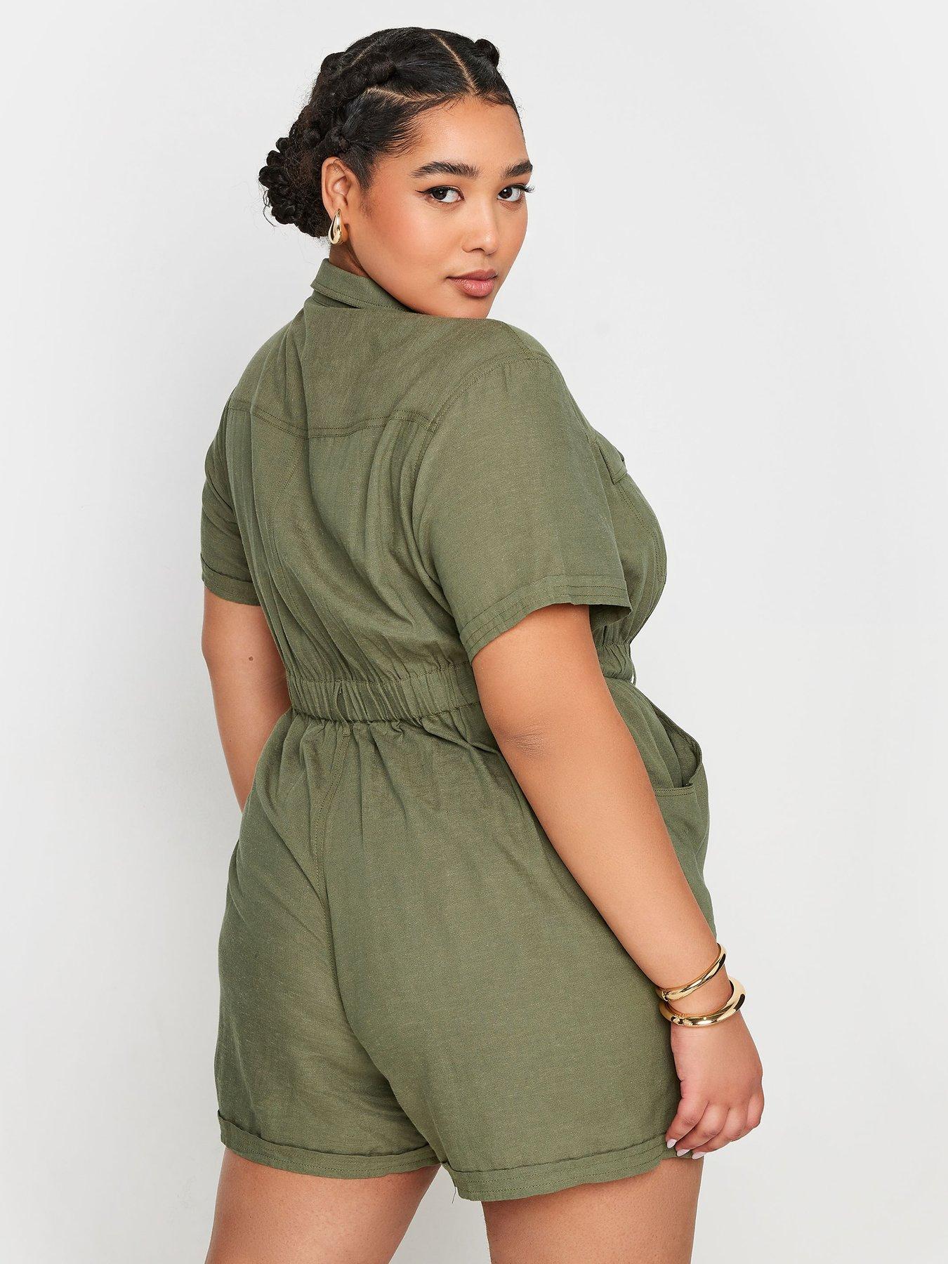 yours-curve-utility-zip-playsuit-greenstillFront