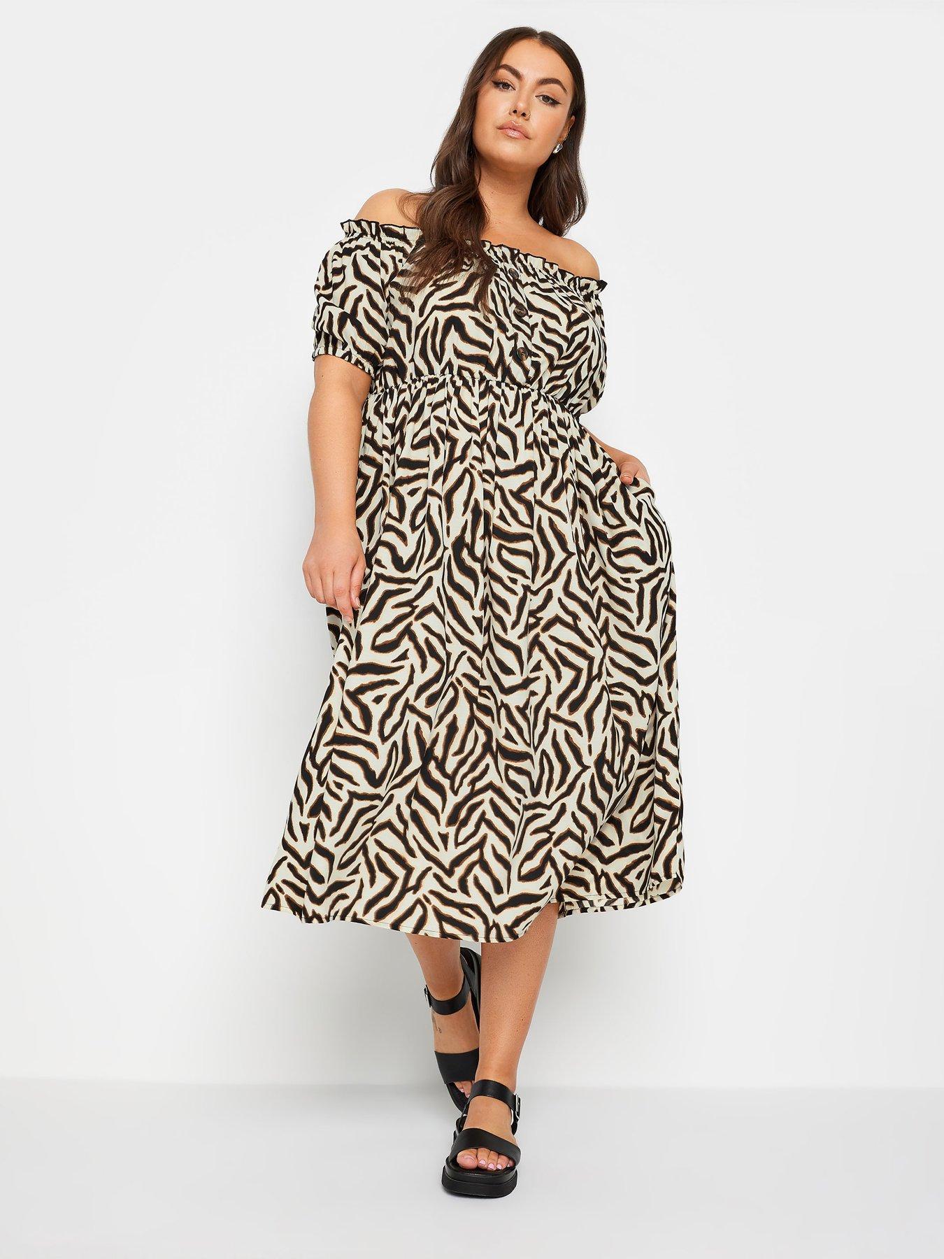 yours-curve-animal-bardot-utility-midaxi-dress-naturalback