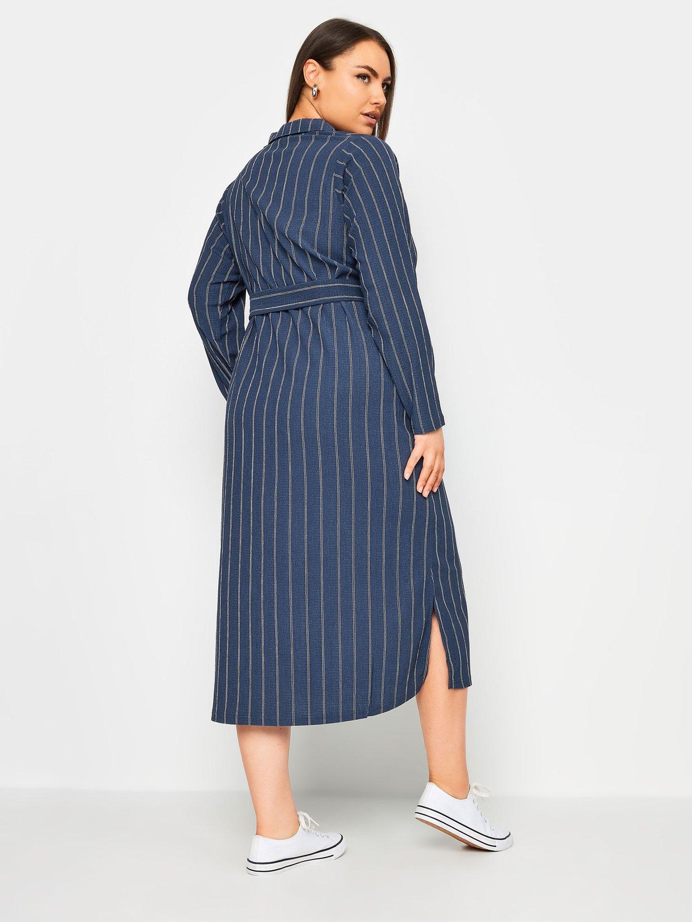 yours-curve-pinstripe-textured-dress-navystillFront