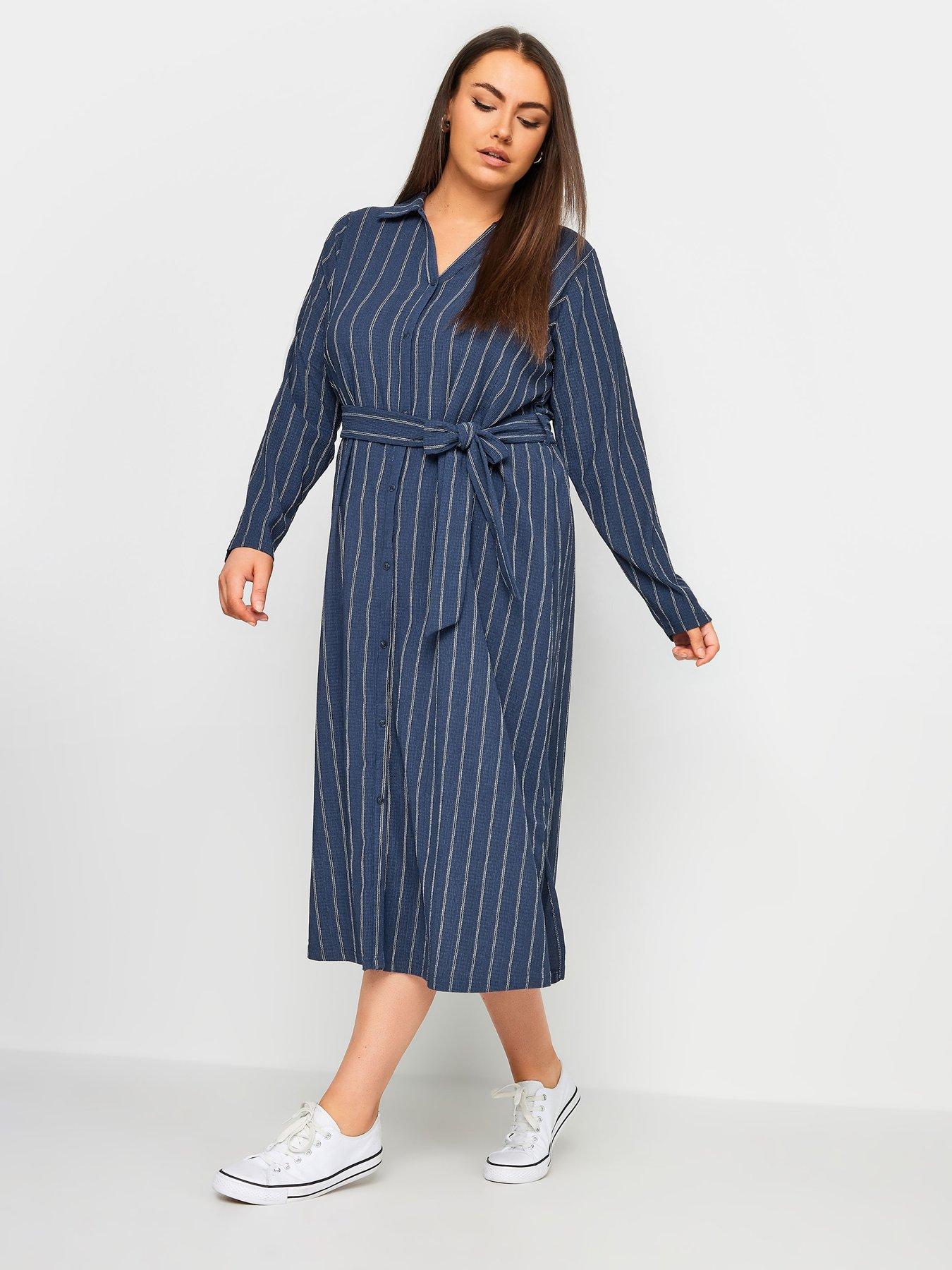 yours-curve-pinstripe-textured-dress-navyback