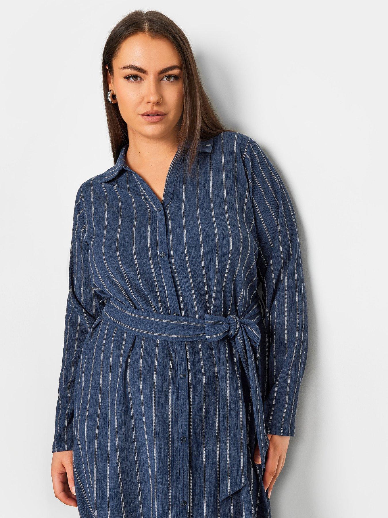 yours-curve-pinstripe-textured-dress-navyoutfit