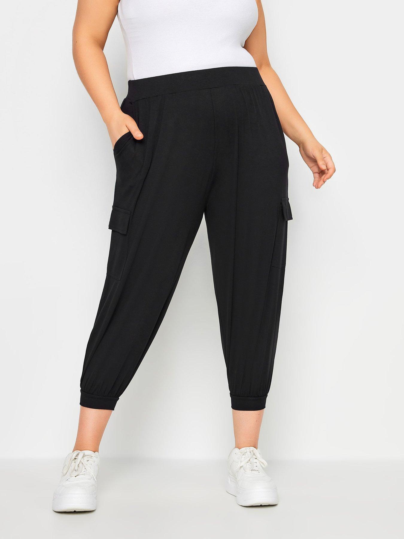 yours-curve-jersey-crop-harem-cargos-black