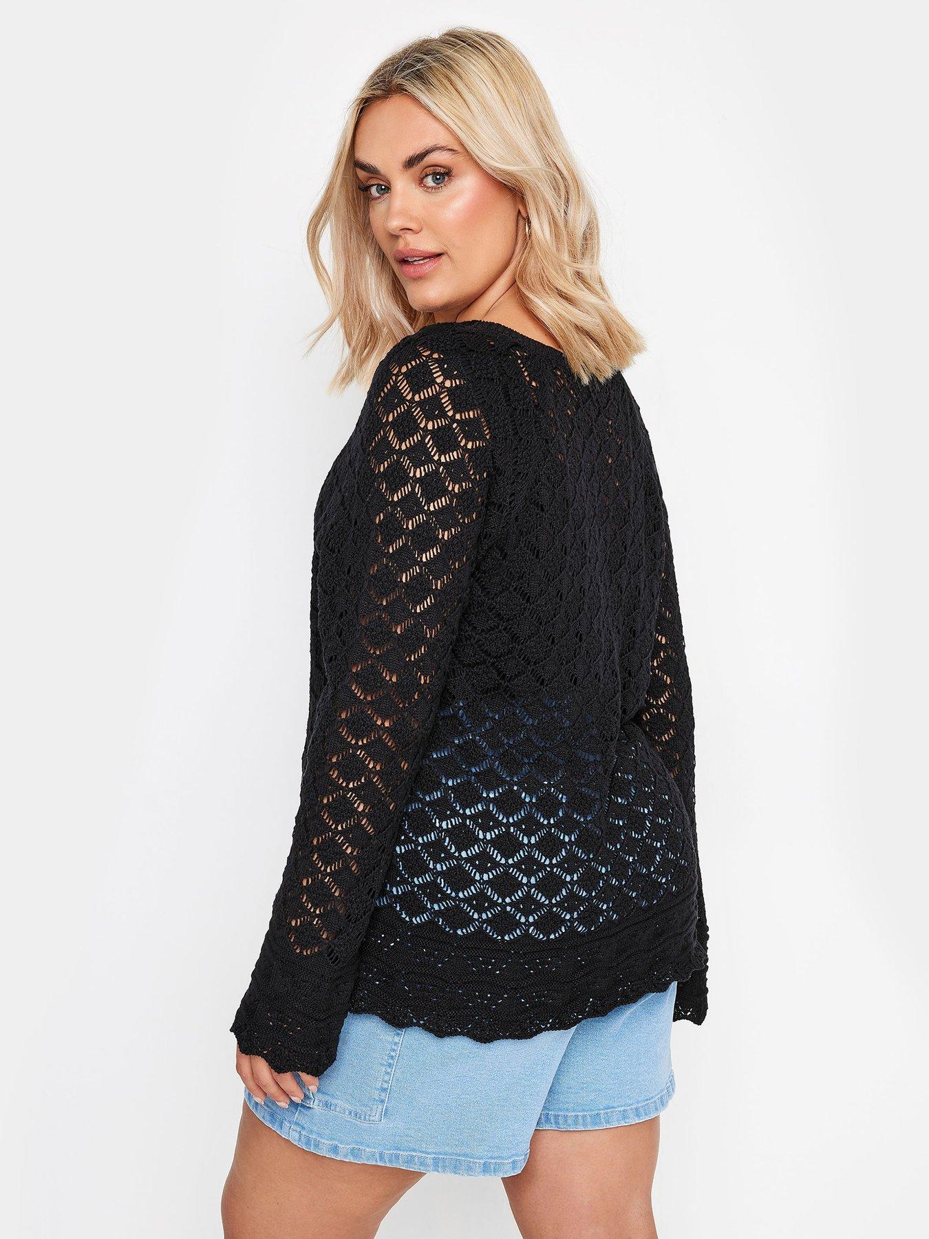 yours-curve-square-neck-pointelle-jumper-blackstillFront