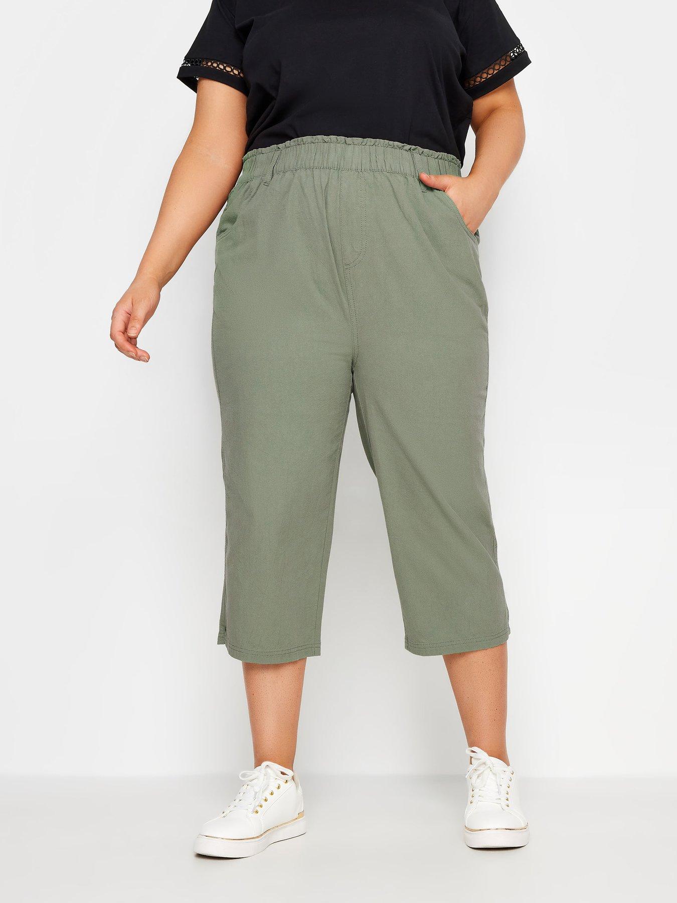 yours-curve-cool-cotton-crop-trousers-khaki