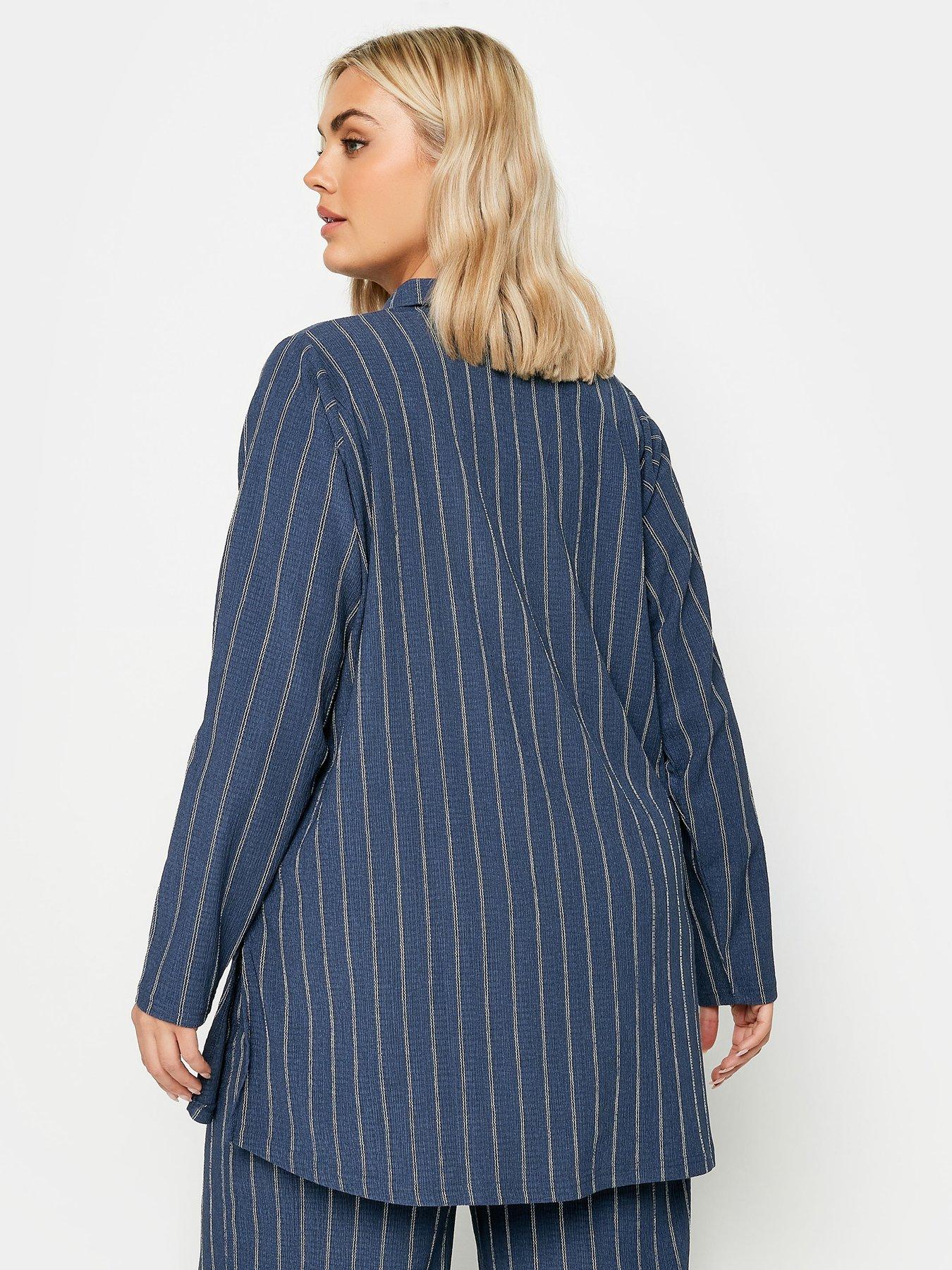 yours-curve-pinstripe-textured-shirt-navystillFront