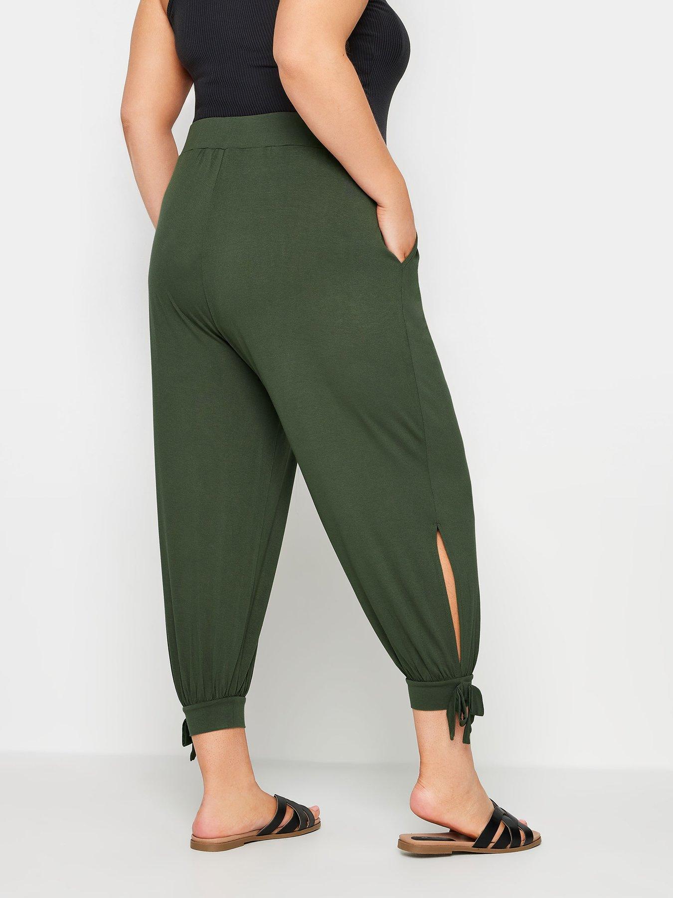 yours-curve-tie-hem-harem-crop-trousers-khakistillFront